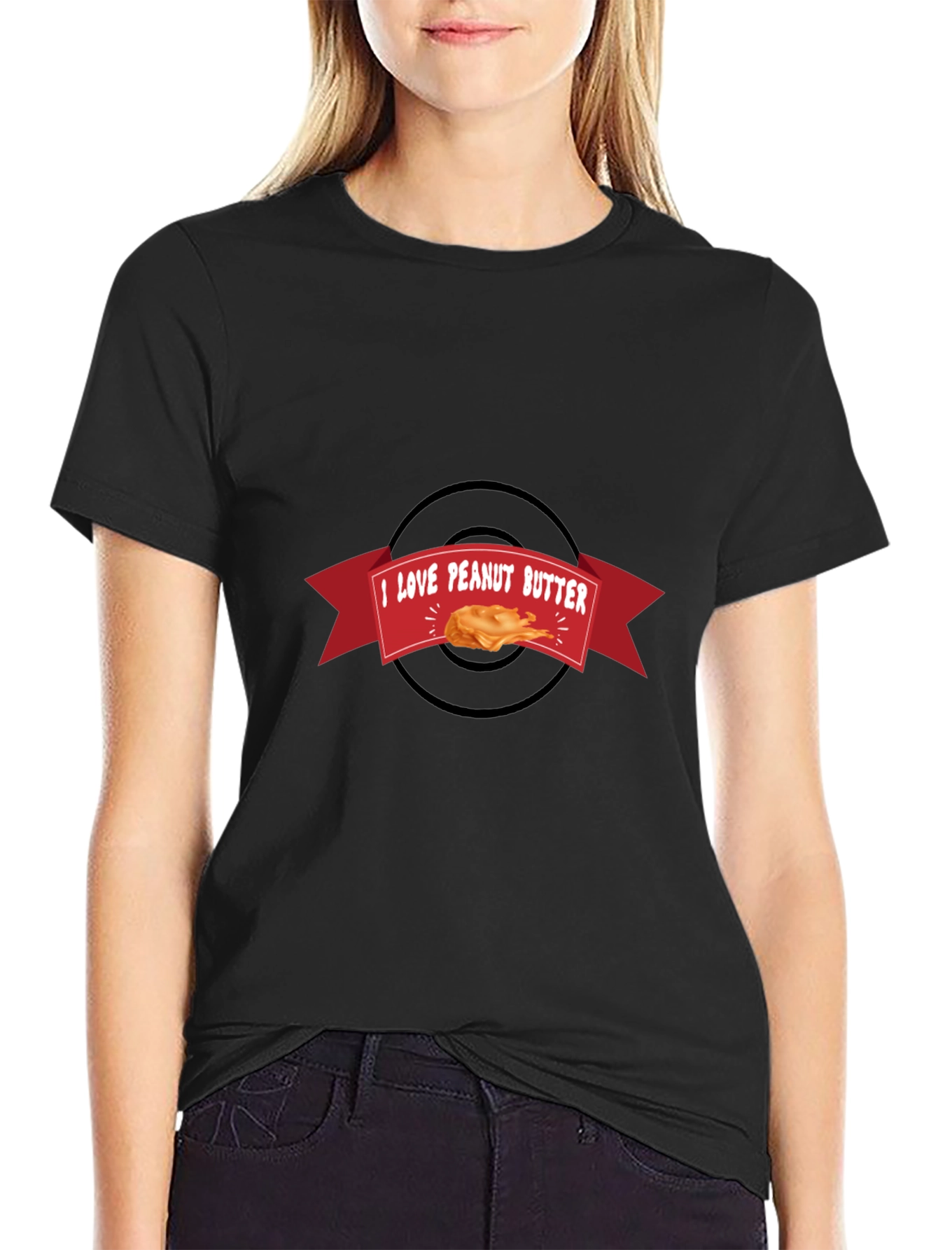 I Love Peanut Butter Black T-Shirt