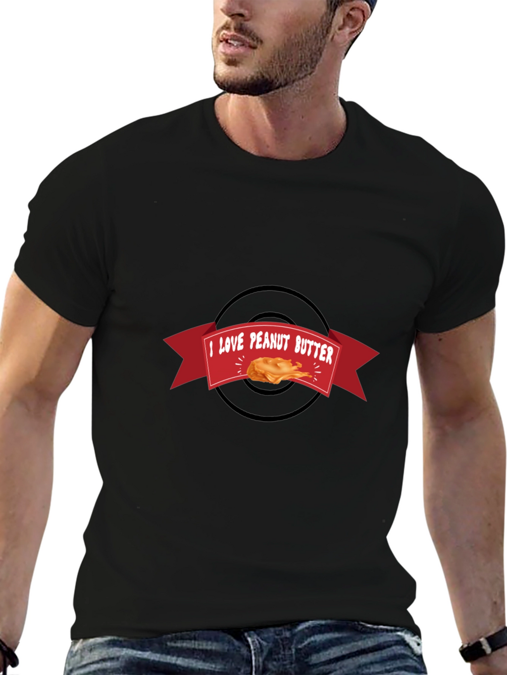 I Love Peanut Butter Black T-Shirt