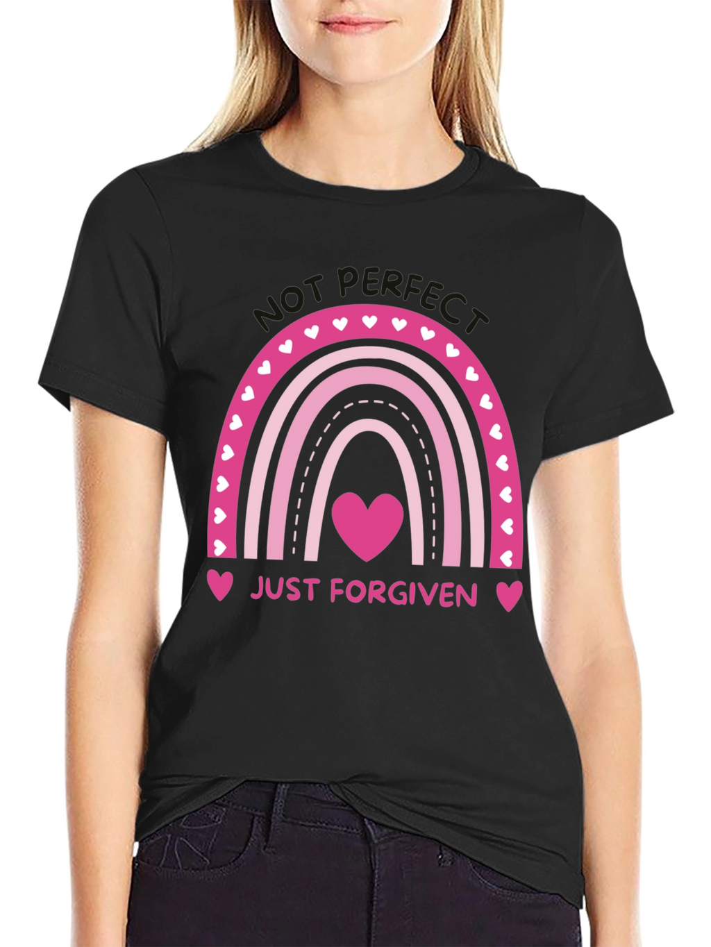Just Forgiven Rainbow Heart Graphic Tee