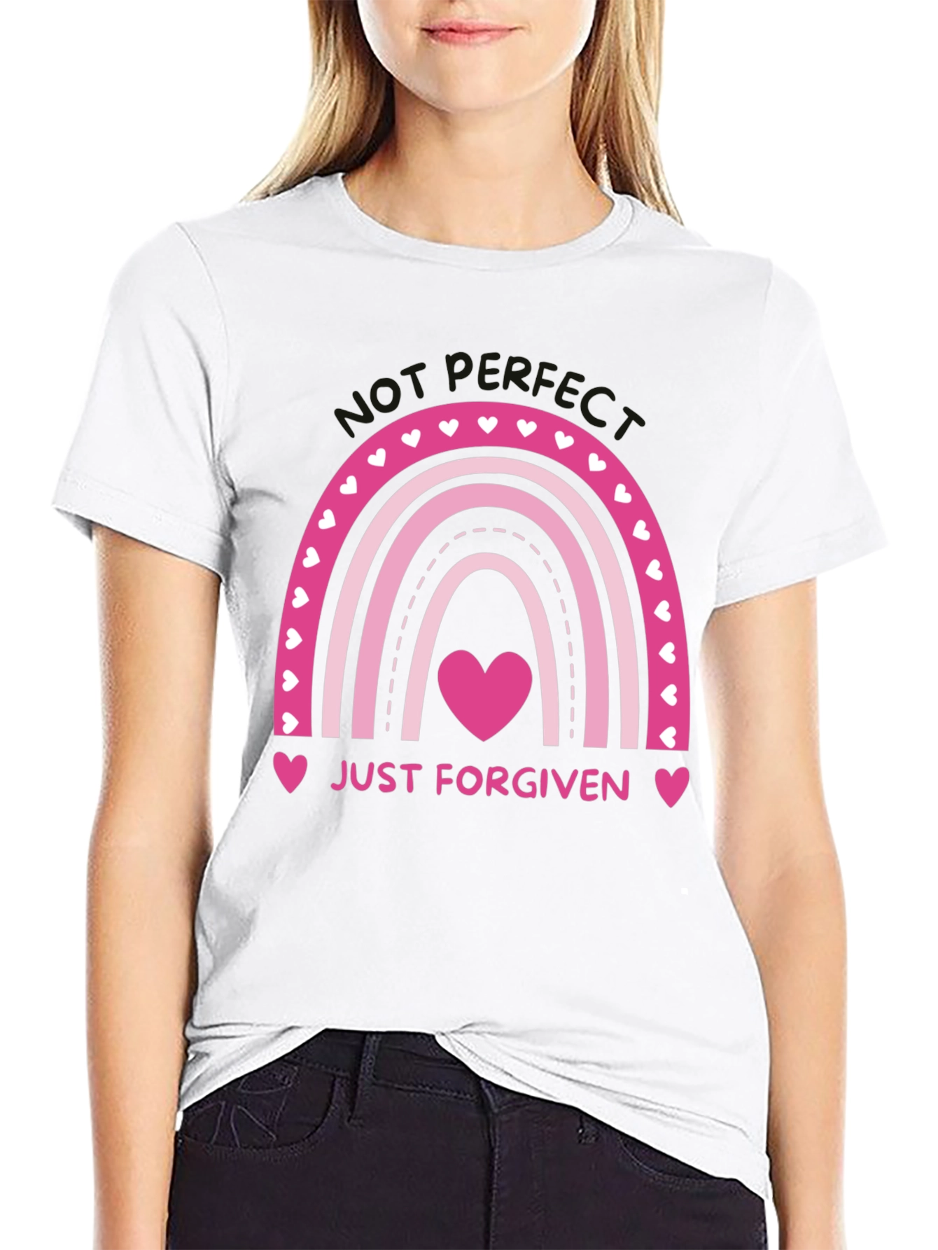 Just Forgiven Rainbow Heart Graphic Tee