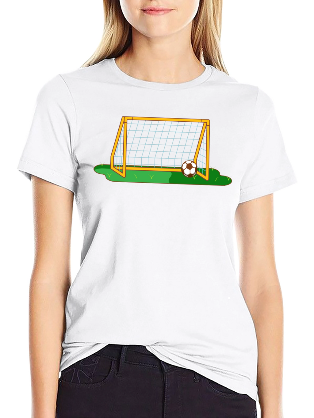 Soccer Goal Graphic Tee - Black Cotton T-Shirt