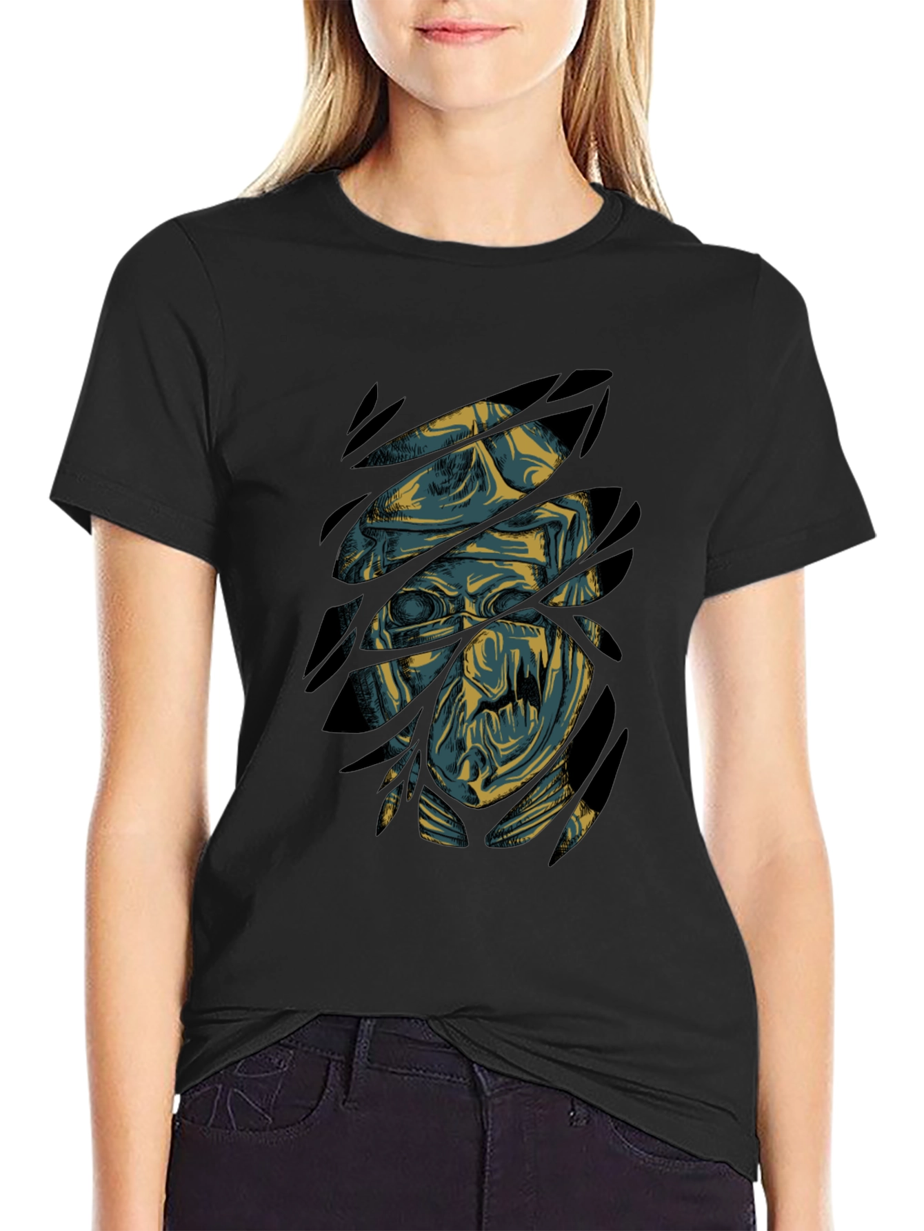 Mummy Graphic Print Black T-Shirt