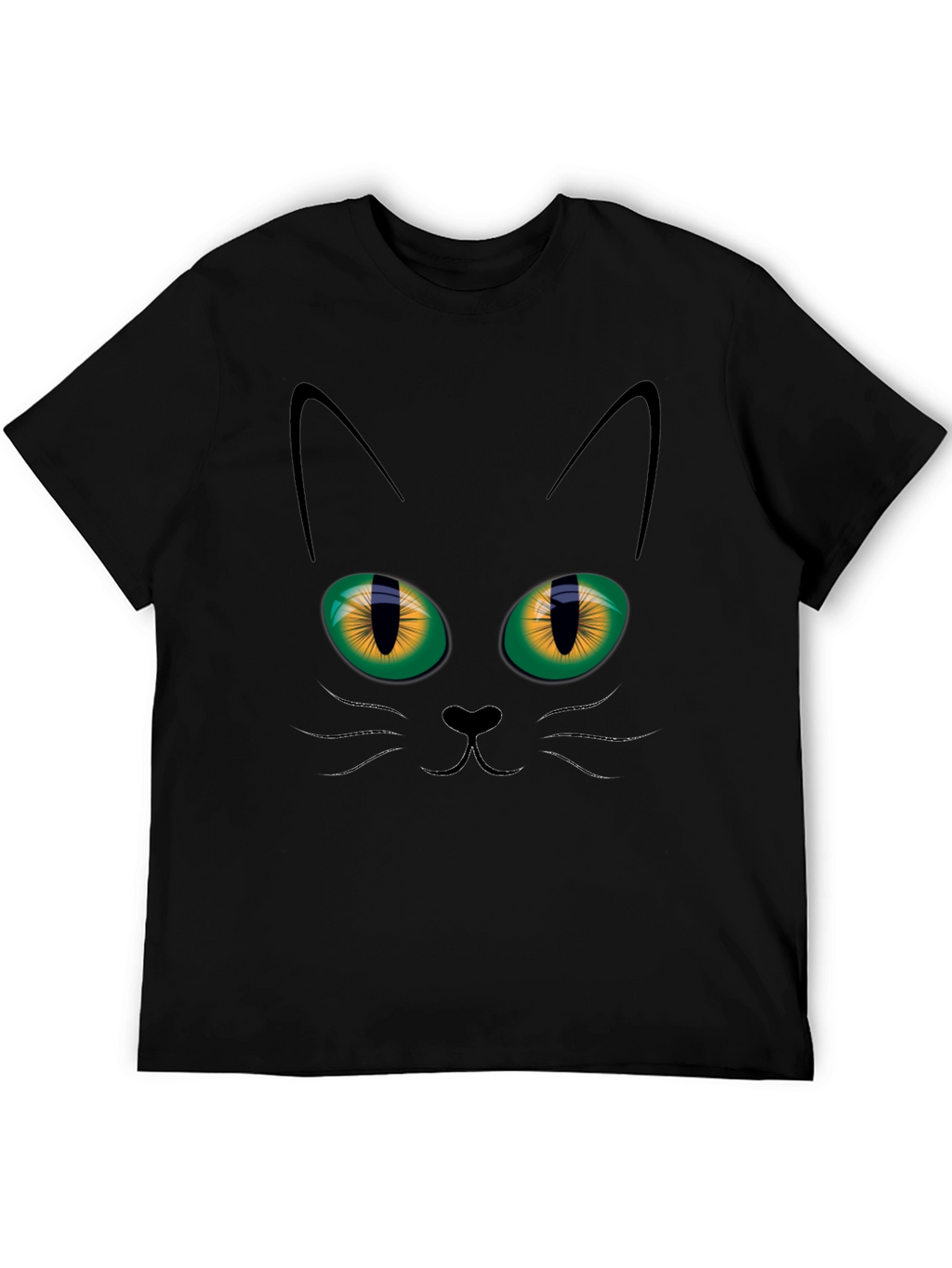 Black Cat Face Graphic T-Shirt