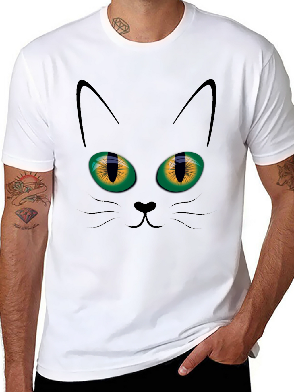 Black Cat Face Graphic T-Shirt