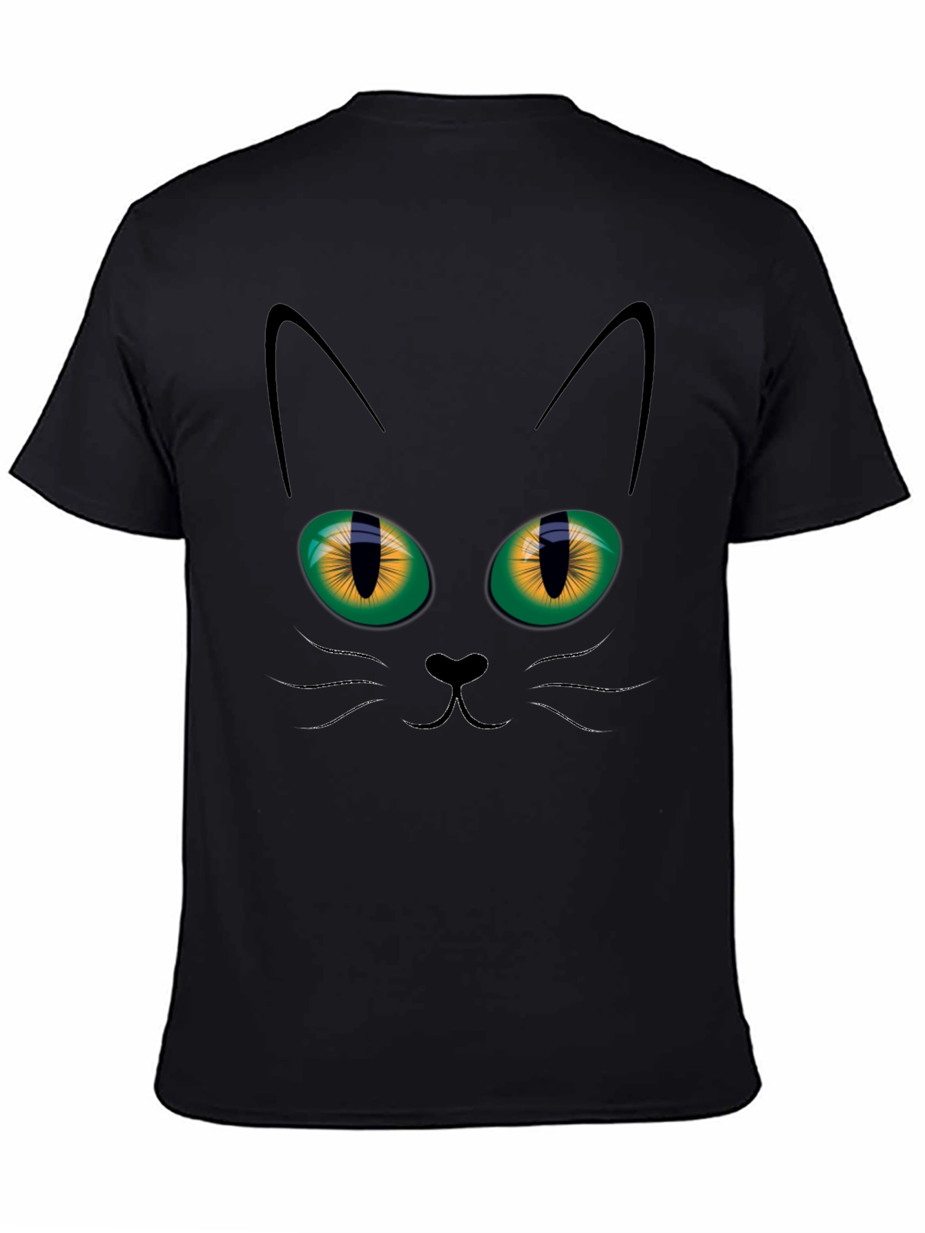 Black Cat Face Graphic T-Shirt