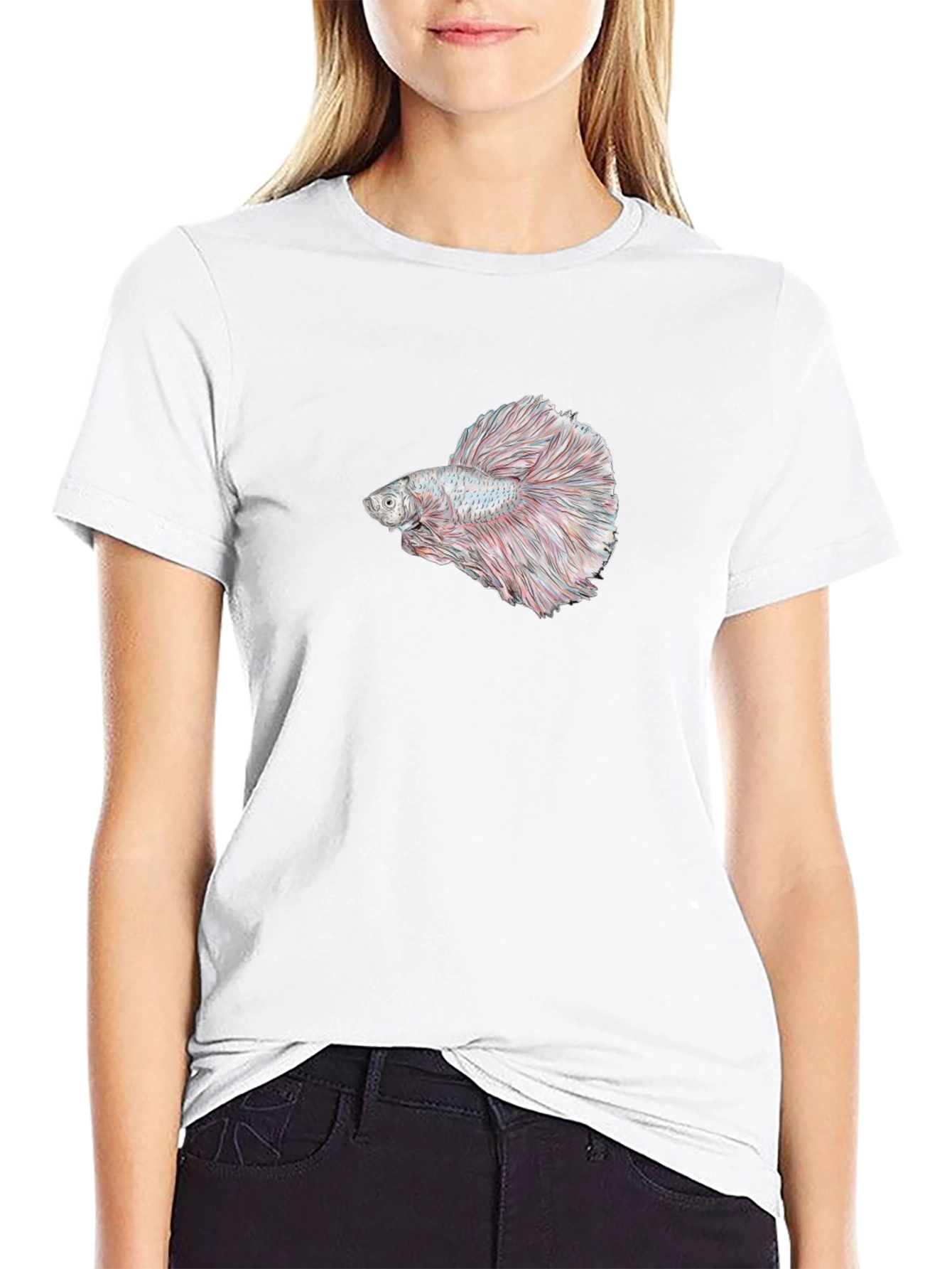 Betta Fish Graphic Tee - Black Cotton T-Shirt
