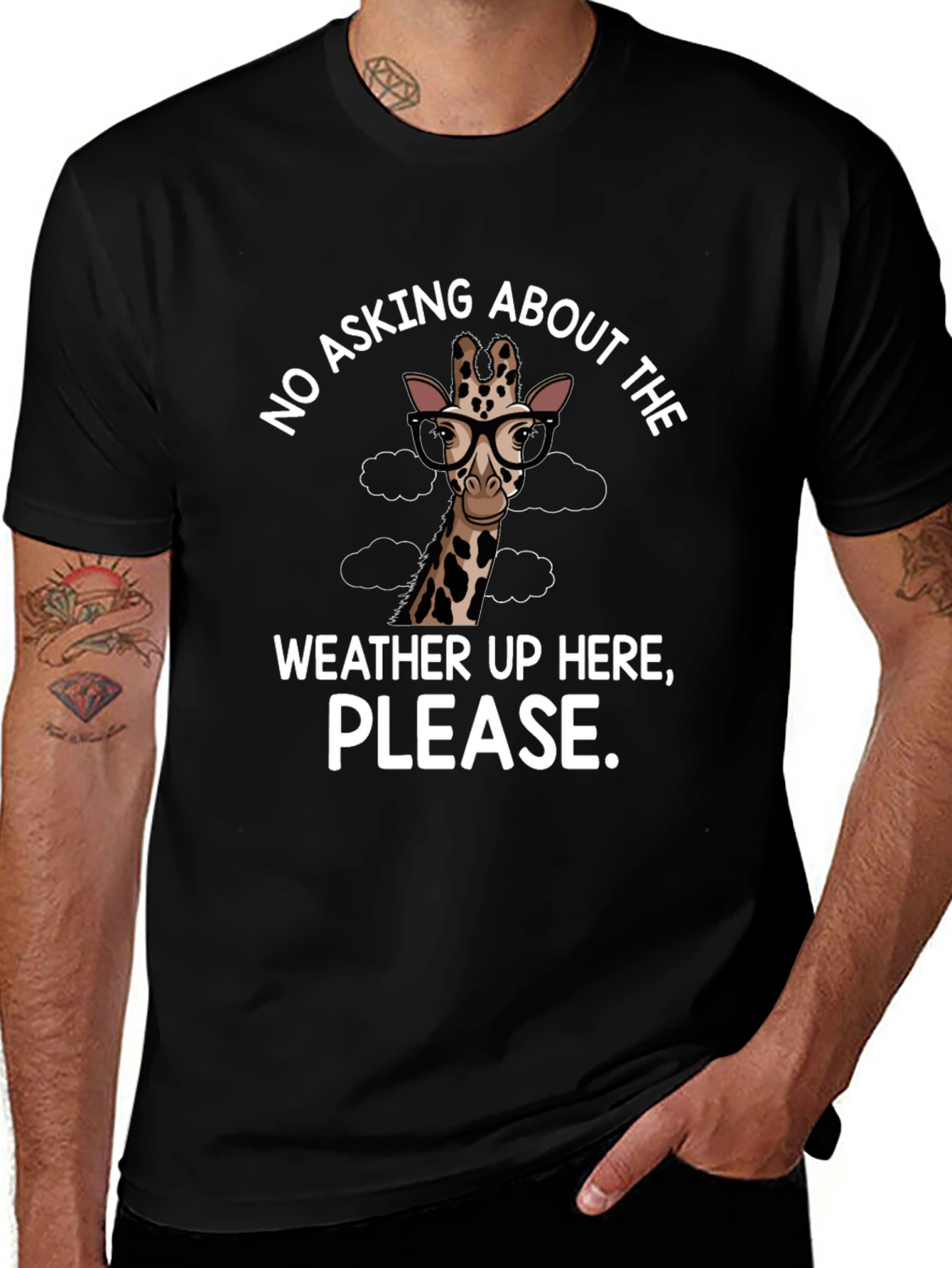 Funny Giraffe Weather T-Shirt - Novelty Tee