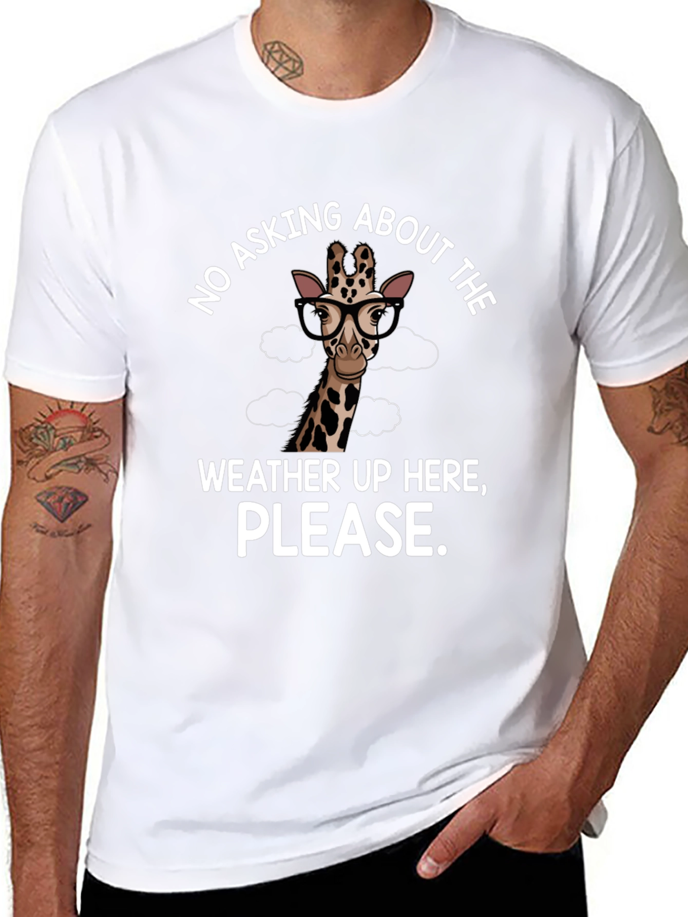 Funny Giraffe Weather T-Shirt - Novelty Tee