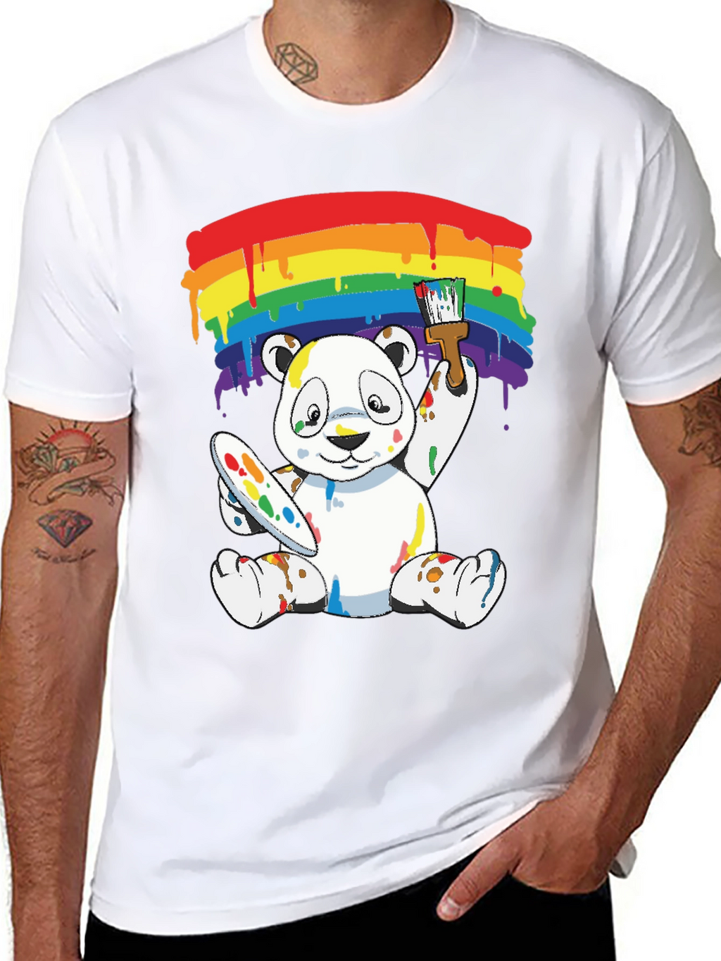 Rainbow Panda Bear Painter Graphic Tee