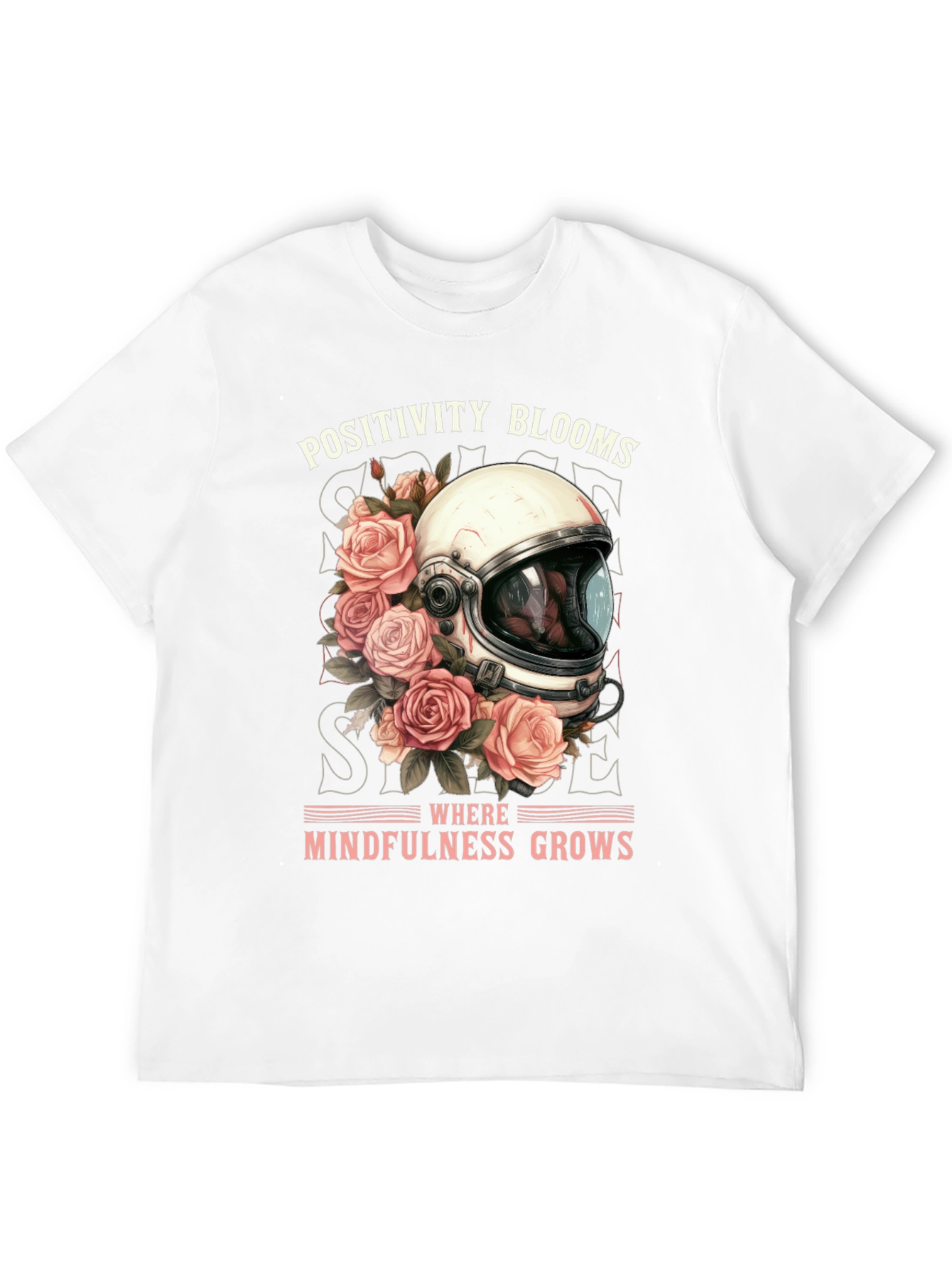 Positivity Blooms Tee - Astronaut Helmet & Roses