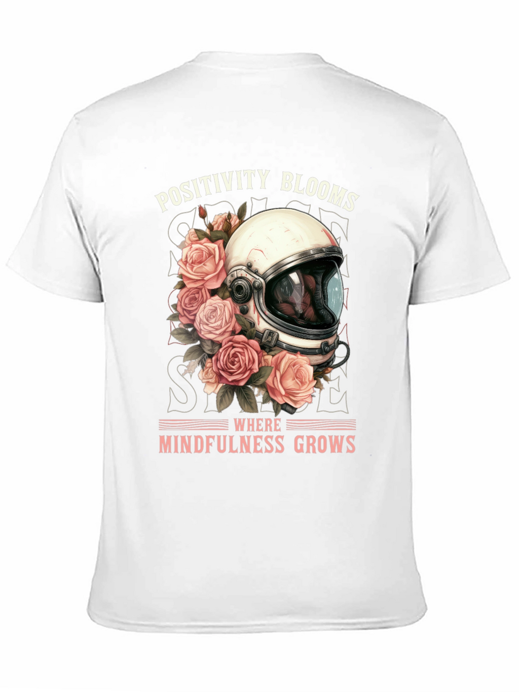 Positivity Blooms Tee - Astronaut Helmet & Roses