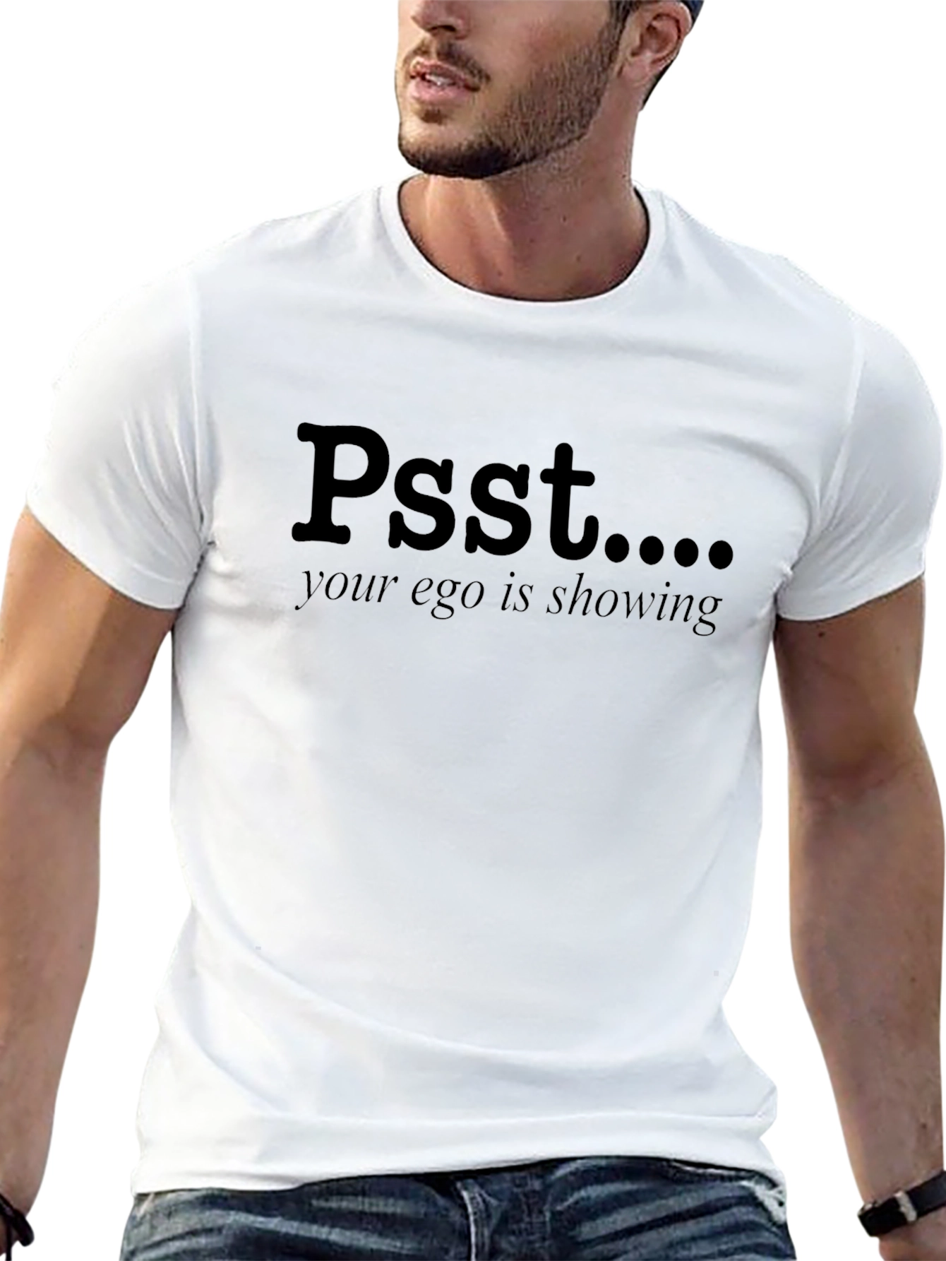 Psst Your Ego Is Showing Black Cotton T-Shirt
