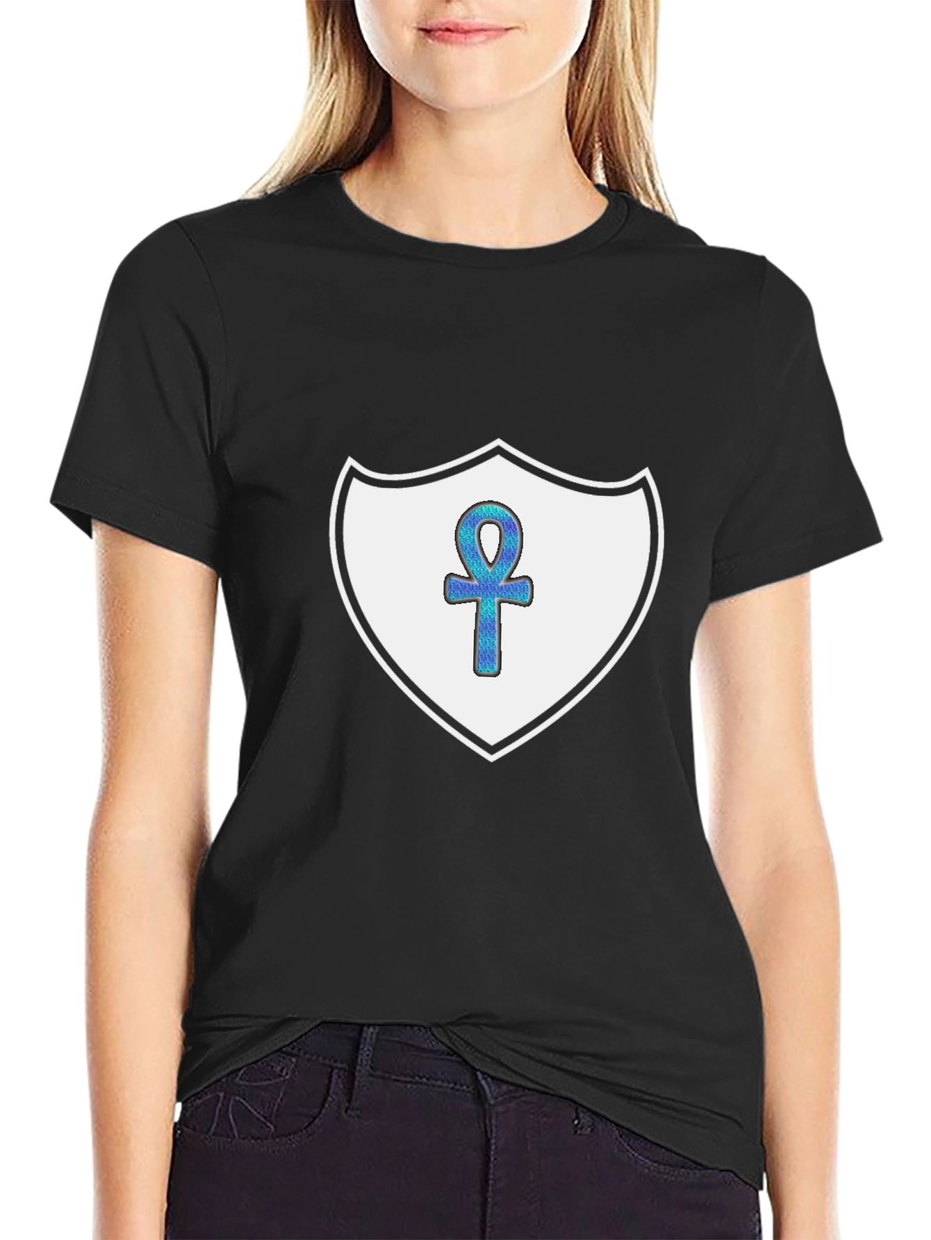 Ankh Shield Graphic T-Shirt - Black