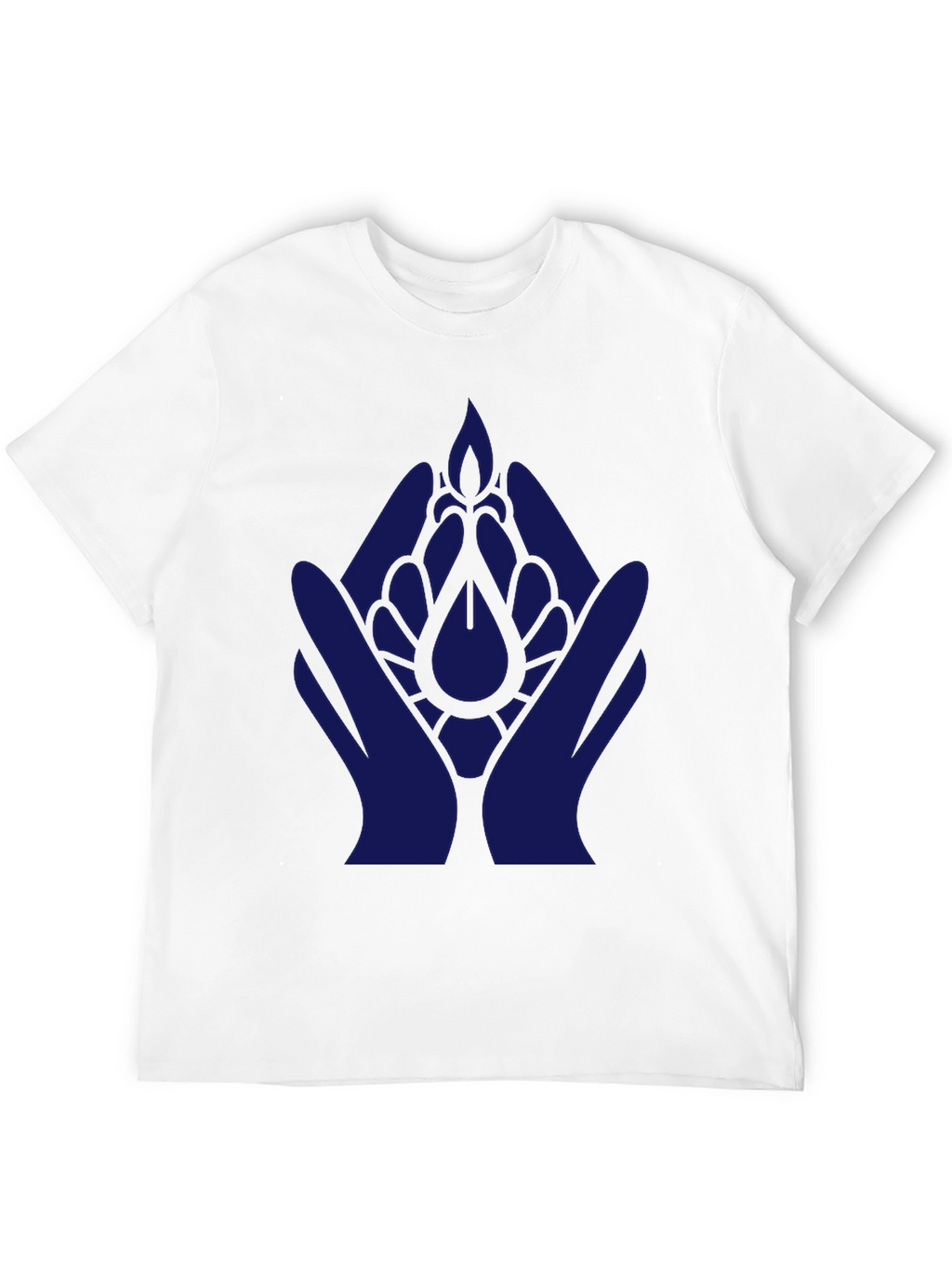 Black T-Shirt with Blue Hand & Flower Design