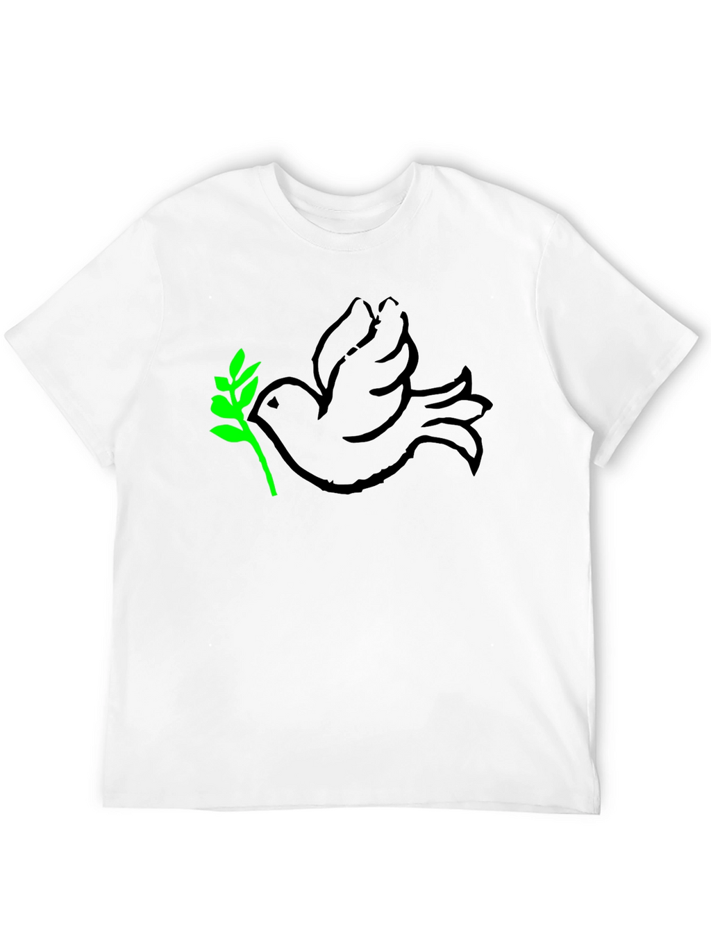 Peace Dove T-Shirt - Black with Green Branch