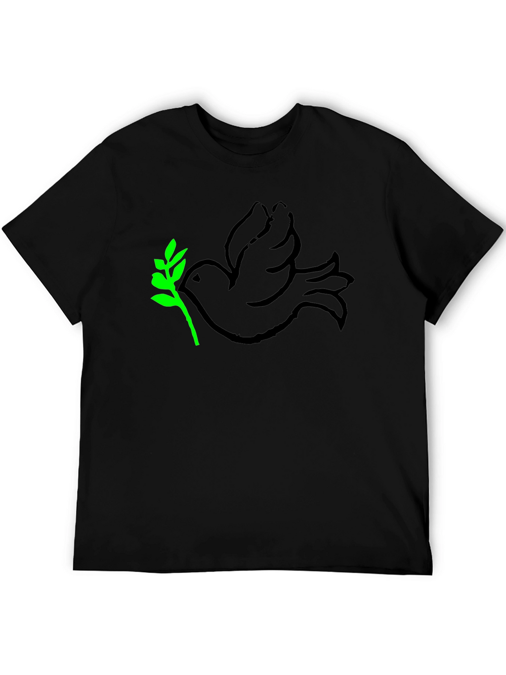 Peace Dove T-Shirt - Black with Green Branch