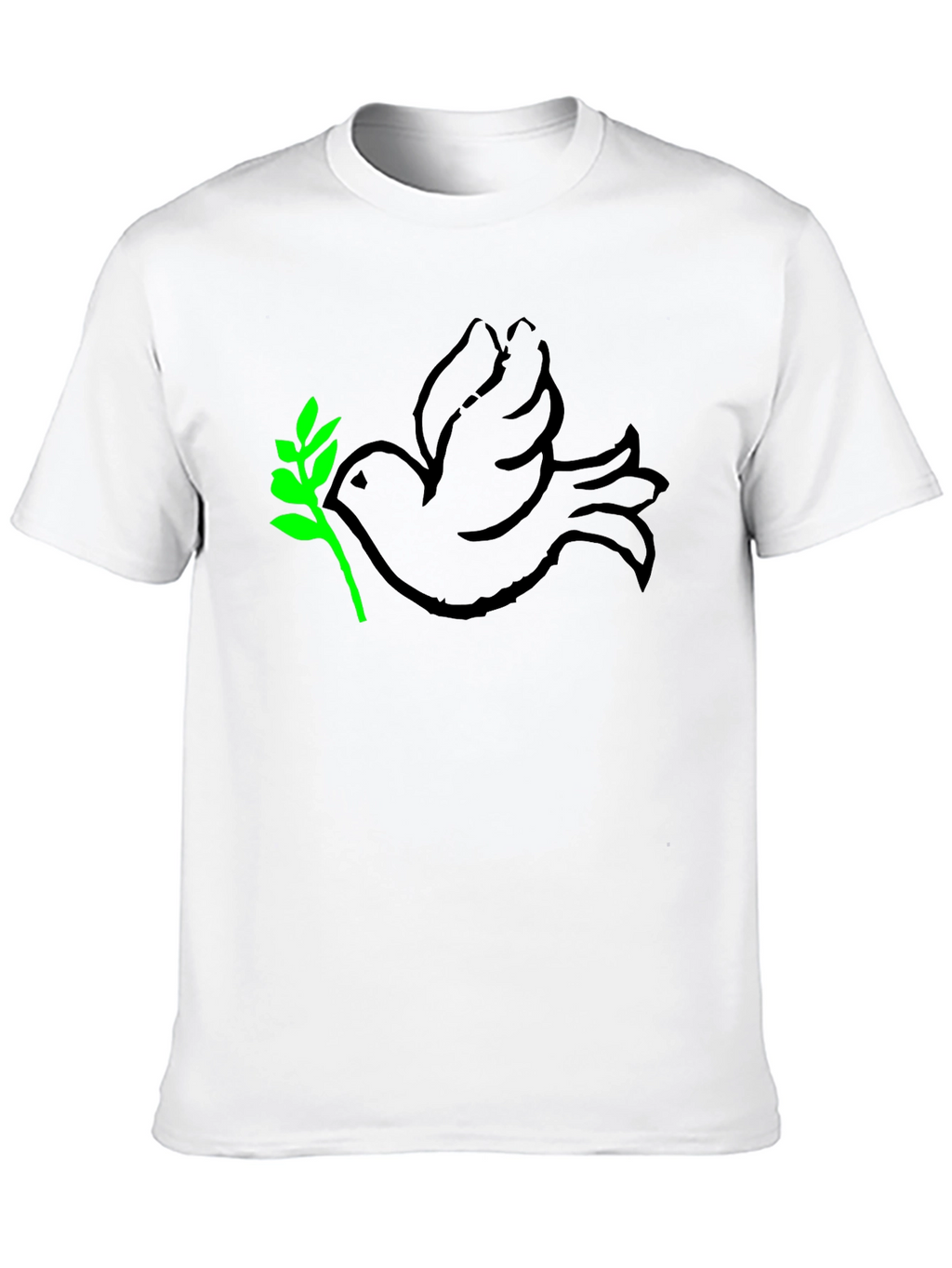 Peace Dove T-Shirt - Black with Green Branch