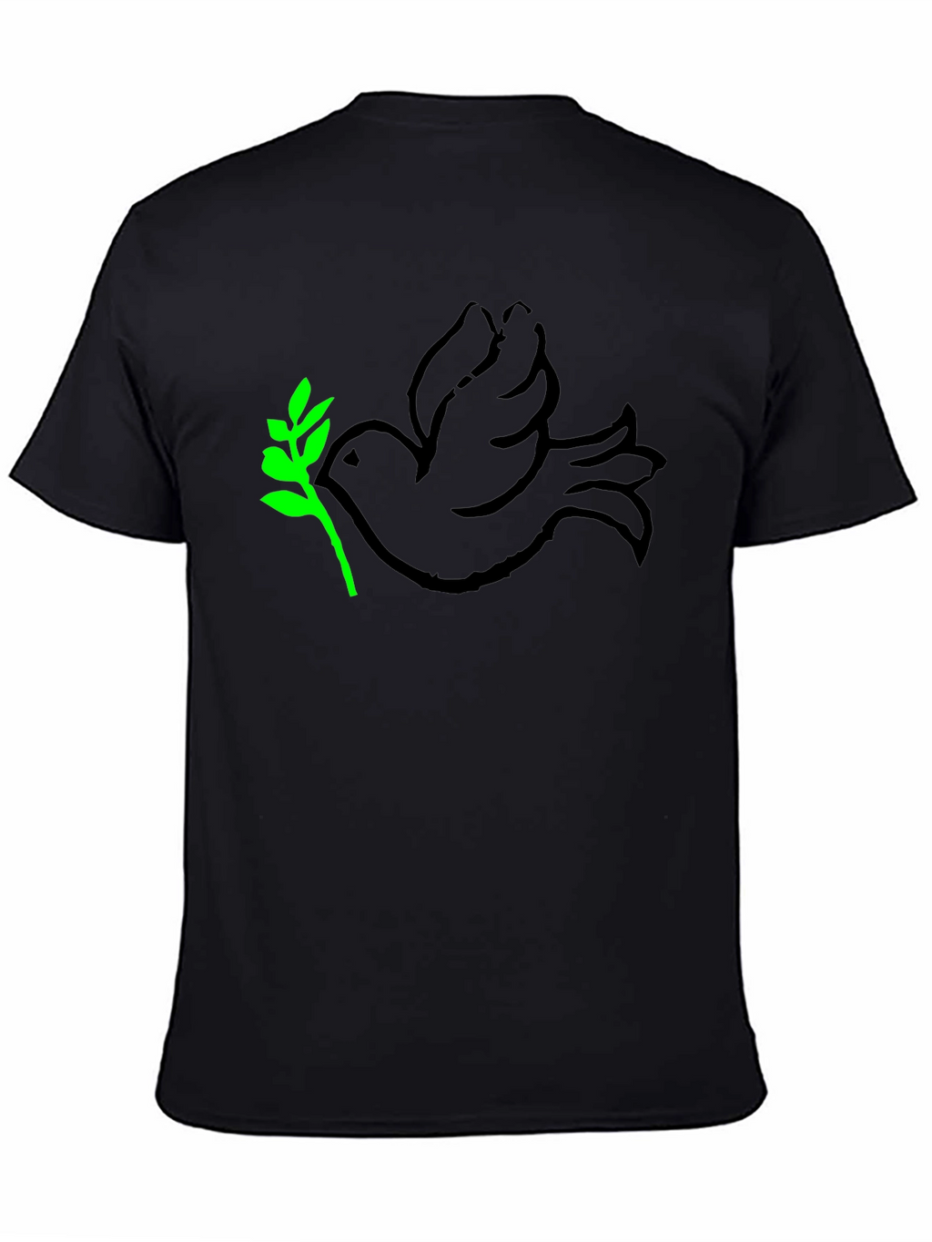 Peace Dove T-Shirt - Black with Green Branch