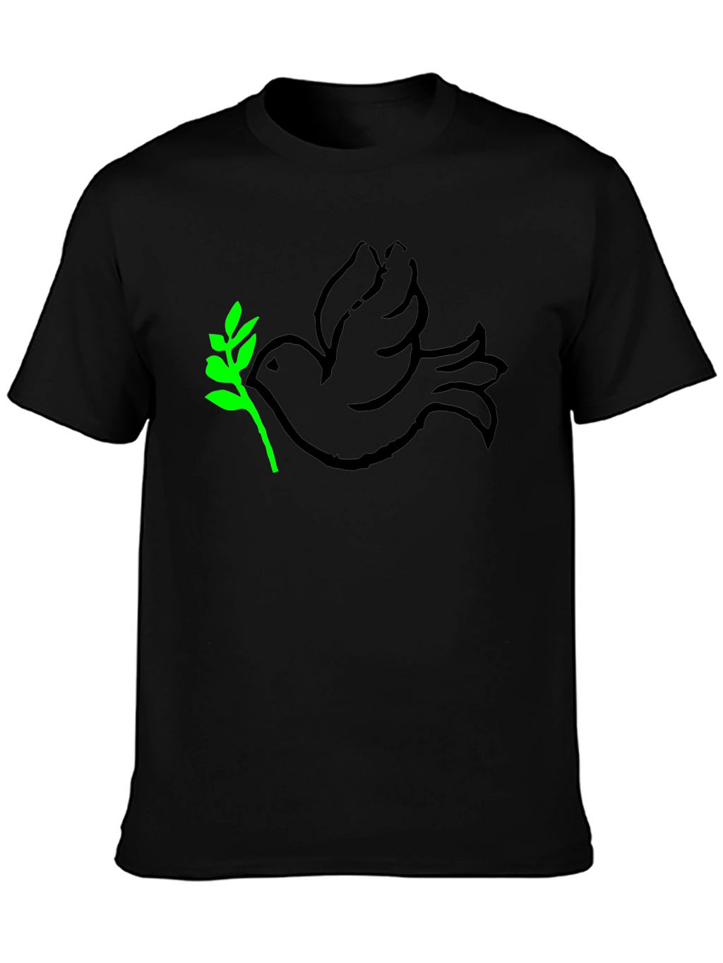 Peace Dove T-Shirt - Black with Green Branch