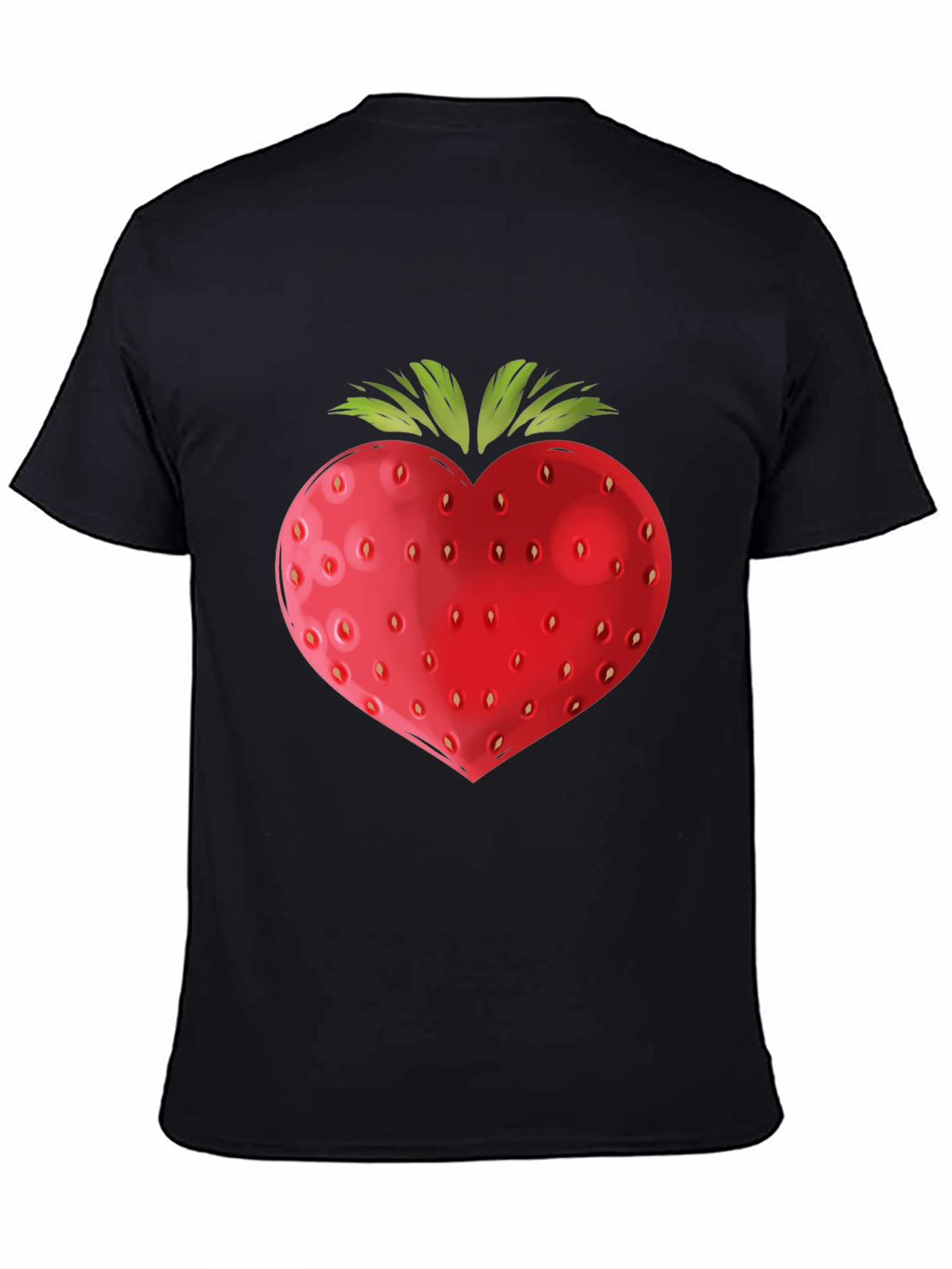 Strawberry Heart Graphic Black T-Shirt