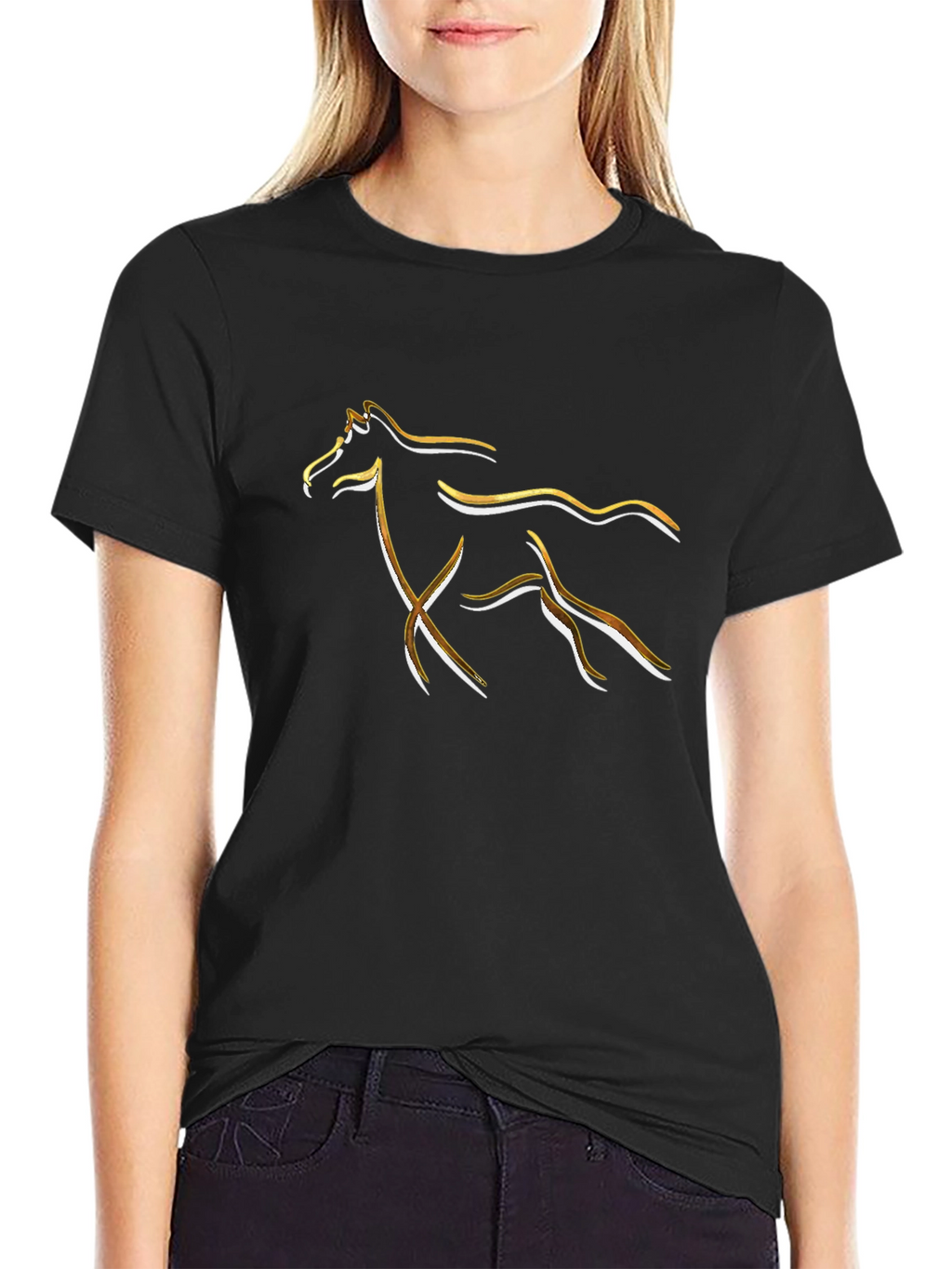 Abstract Horse Graphic Tee - Stylish Black T-Shirt