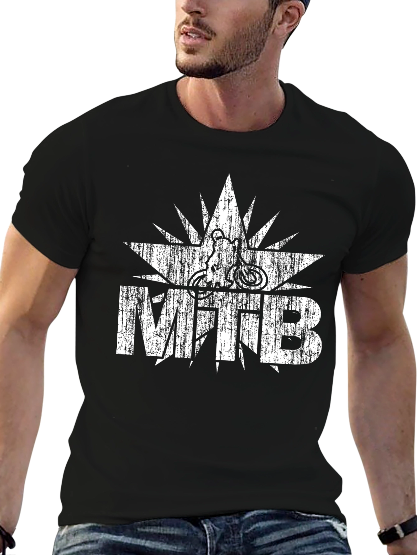 MTB Mountain Biking Distressed Graphic T-Shirt
