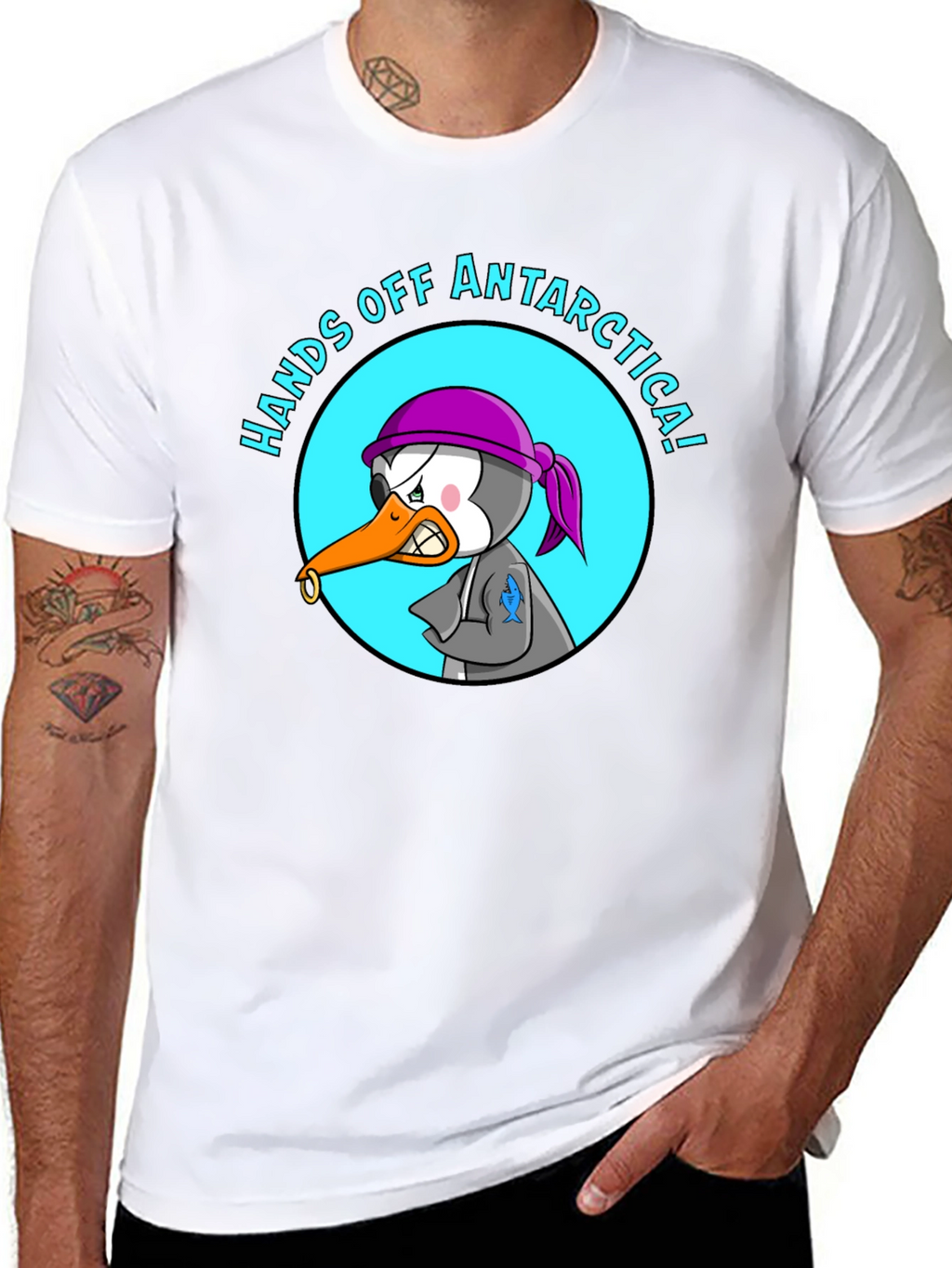 Hands Off Antarctica T-Shirt - Angry Penguin