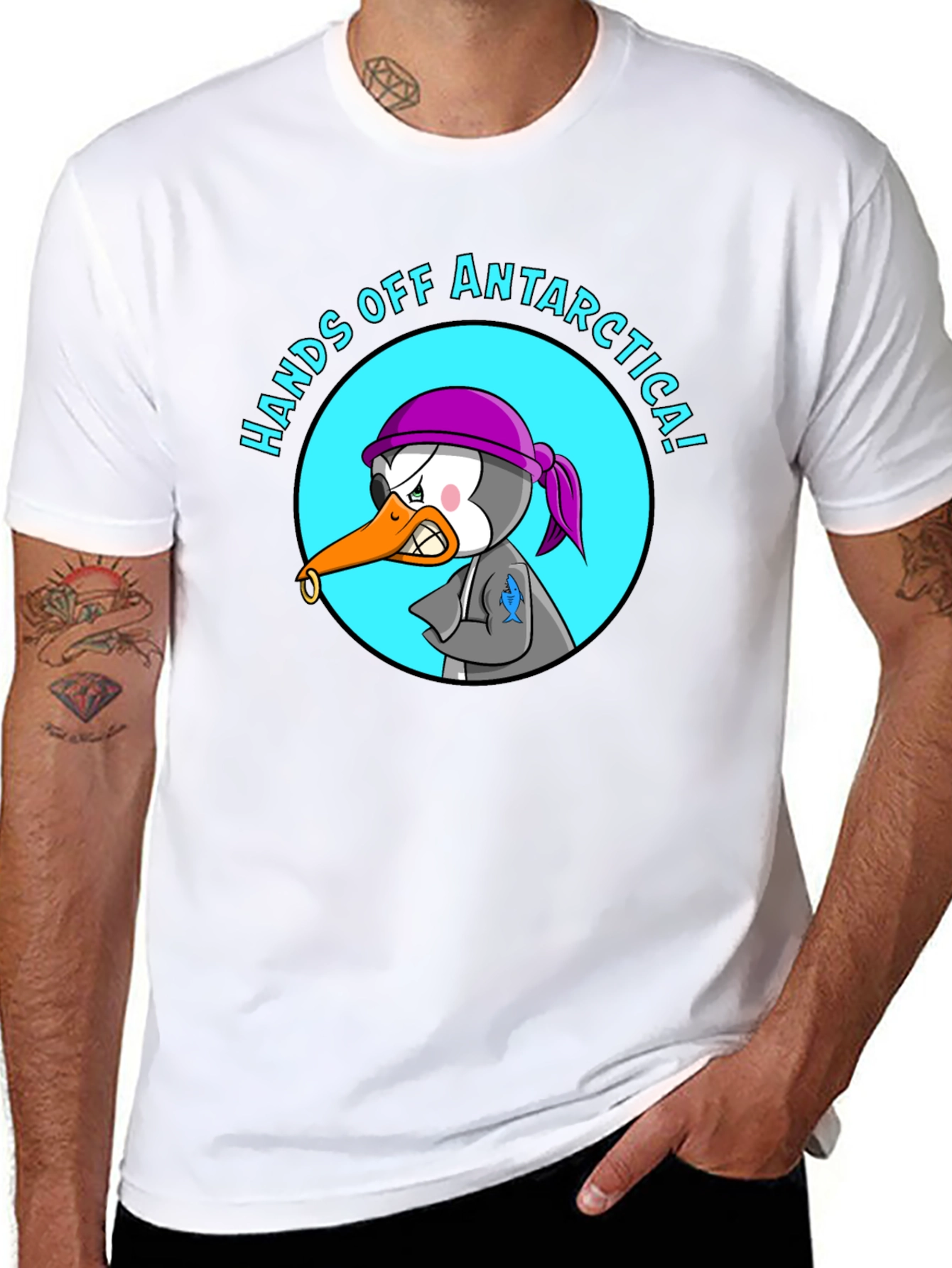 Hands Off Antarctica T-Shirt - Angry Penguin