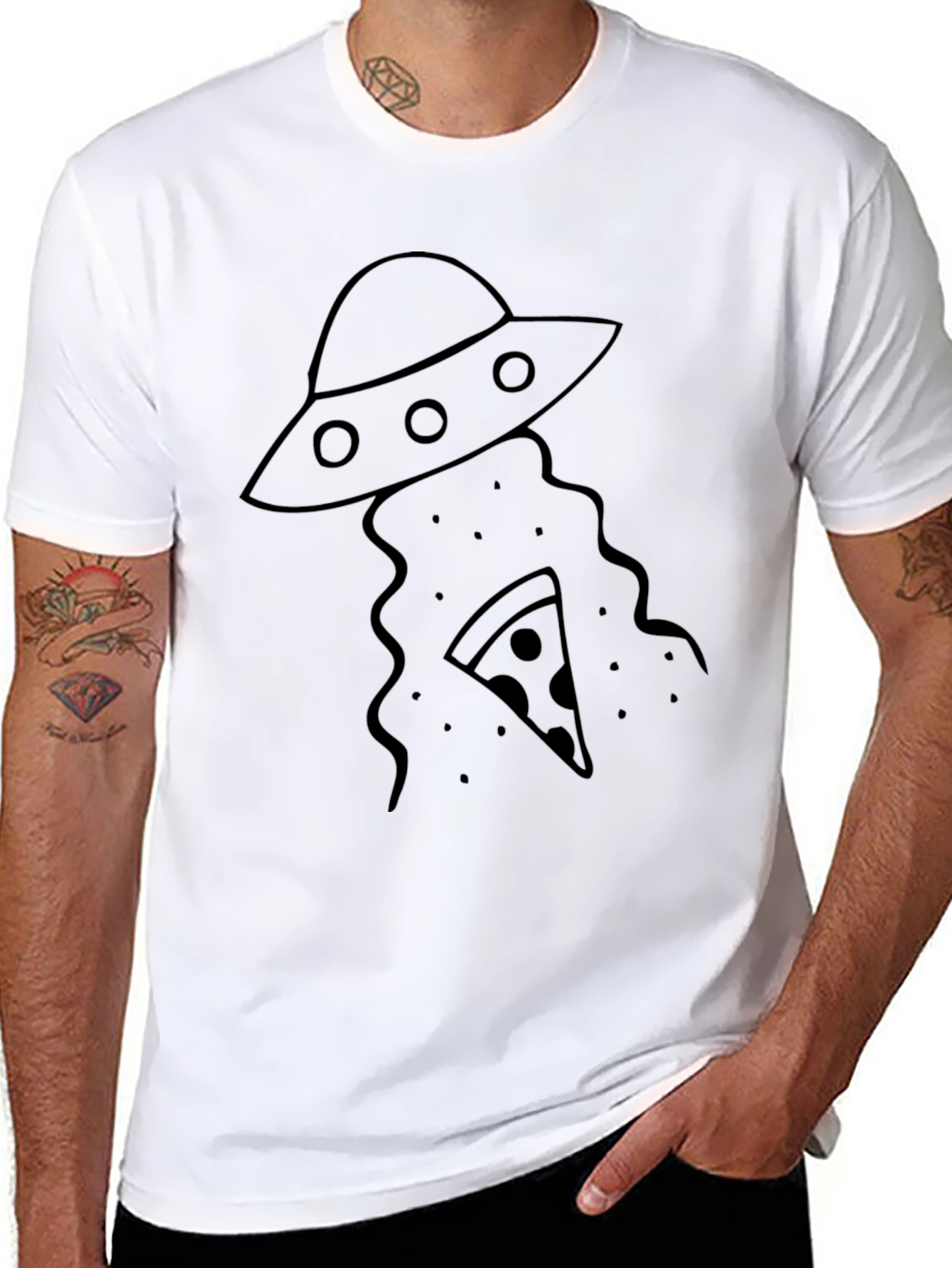 Alien Pizza Abduction Graphic T-Shirt