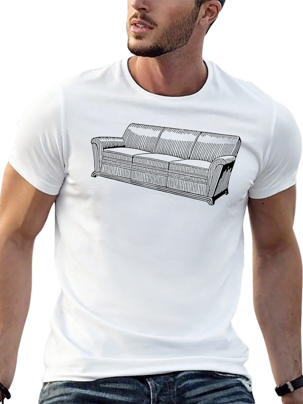 Retro Couch Graphic Tee - Classic Comfort Style