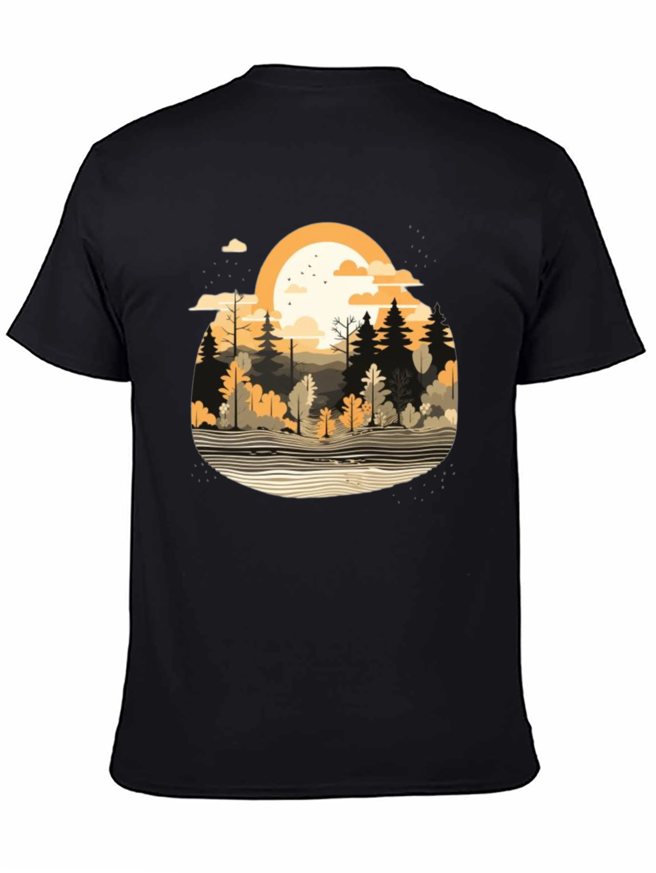 Nature Scene Black T-Shirt