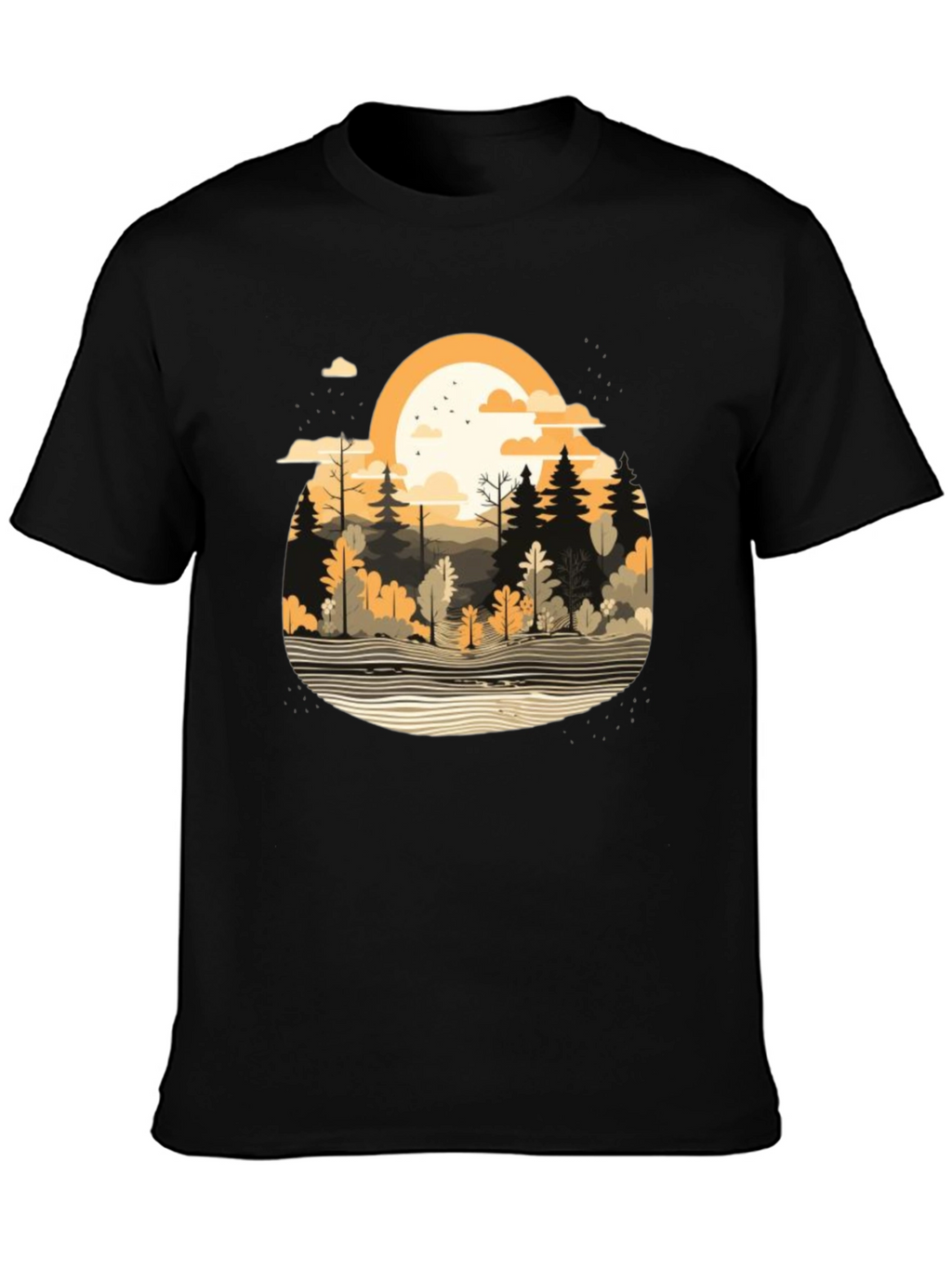 Nature Scene Black T-Shirt