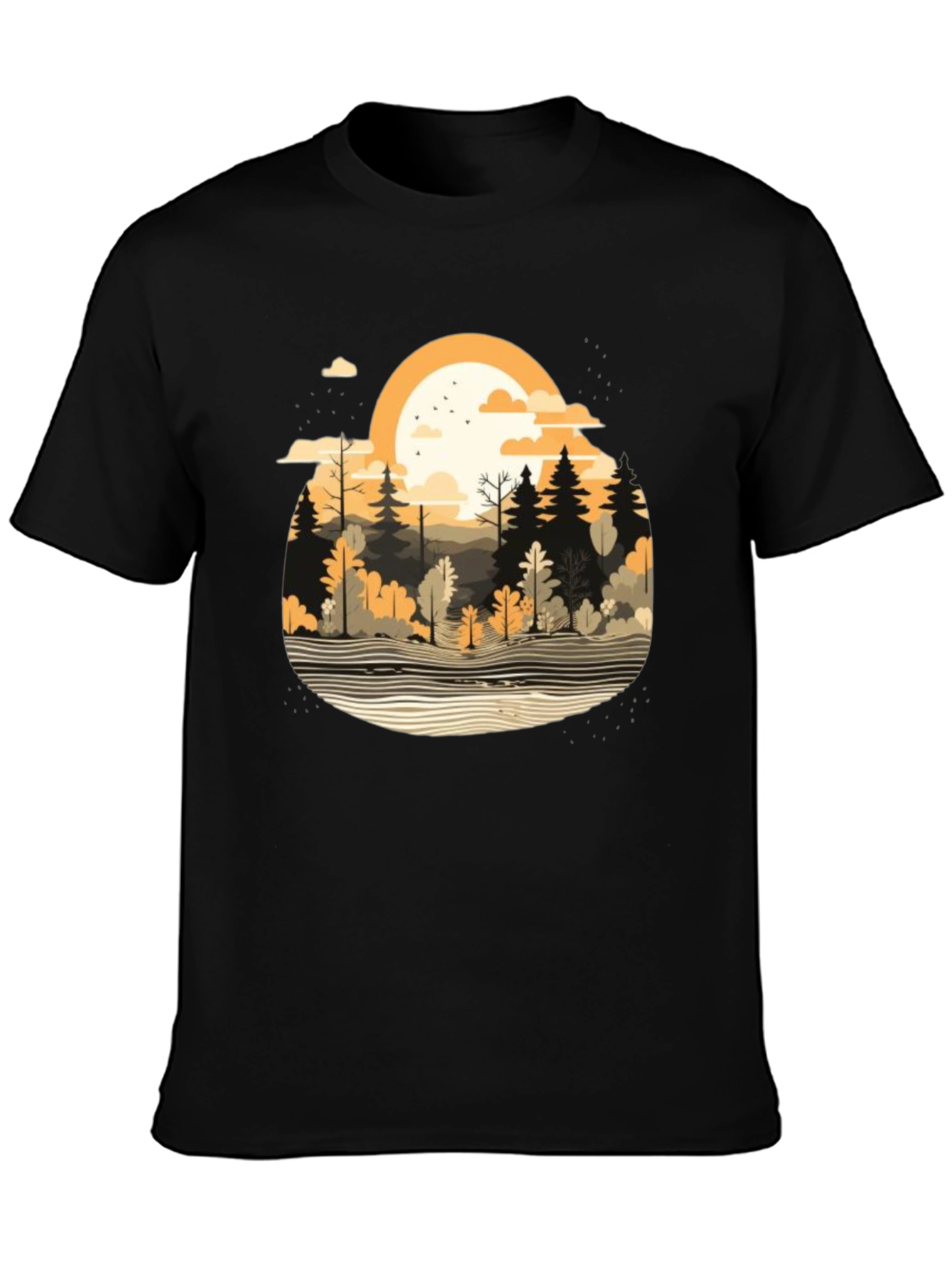 Nature Scene Black T-Shirt