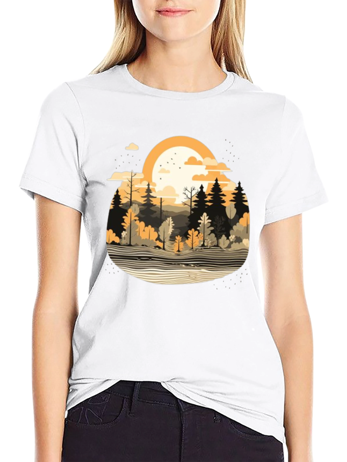 Nature Scene Black T-Shirt