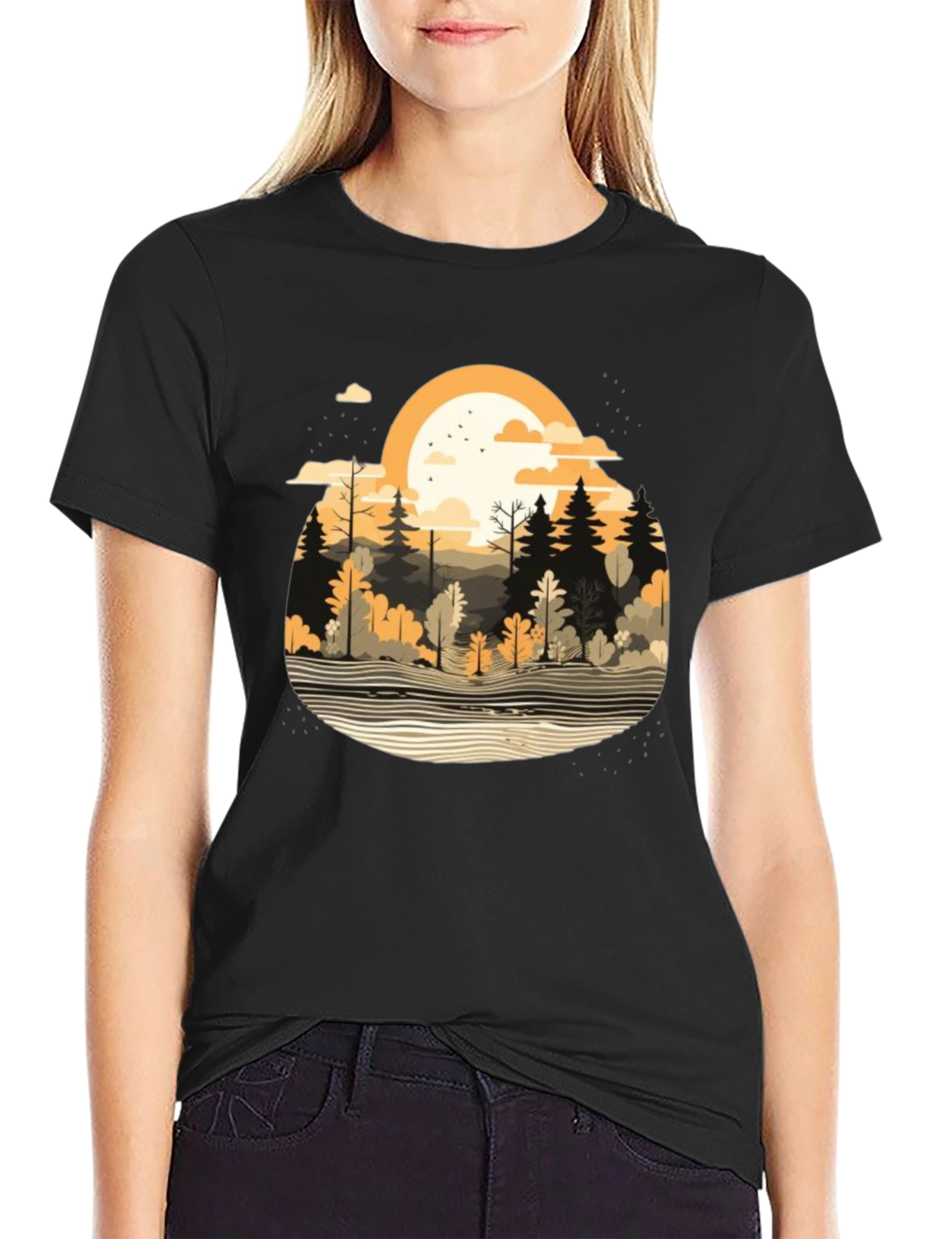Nature Scene Black T-Shirt
