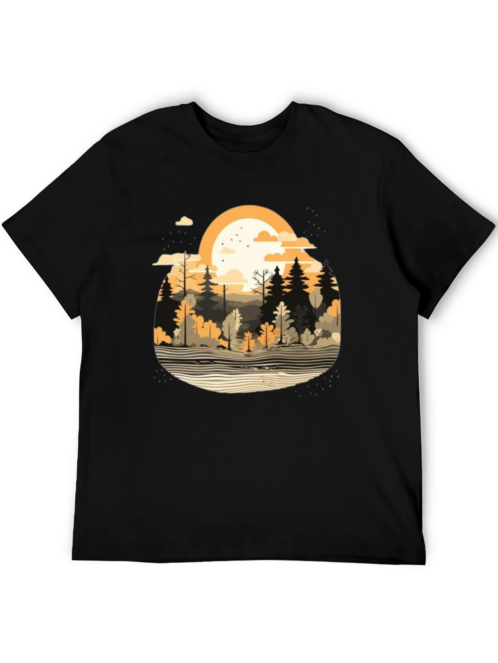 Nature Scene Black T-Shirt