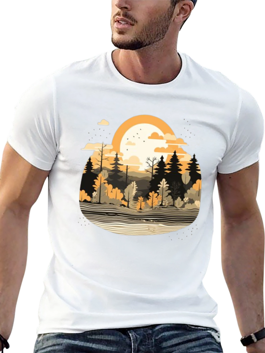 Nature Scene Black T-Shirt