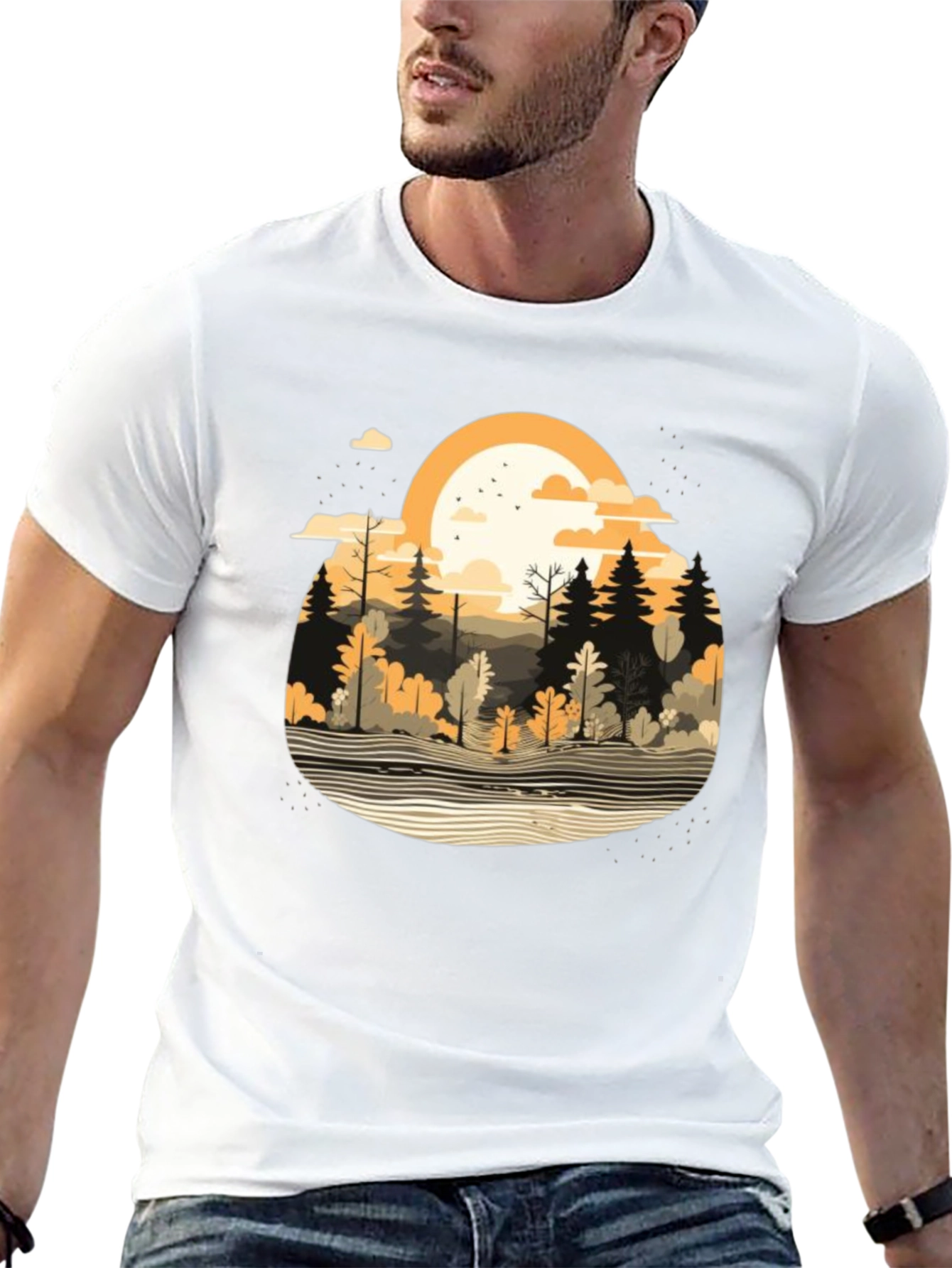 Nature Scene Black T-Shirt