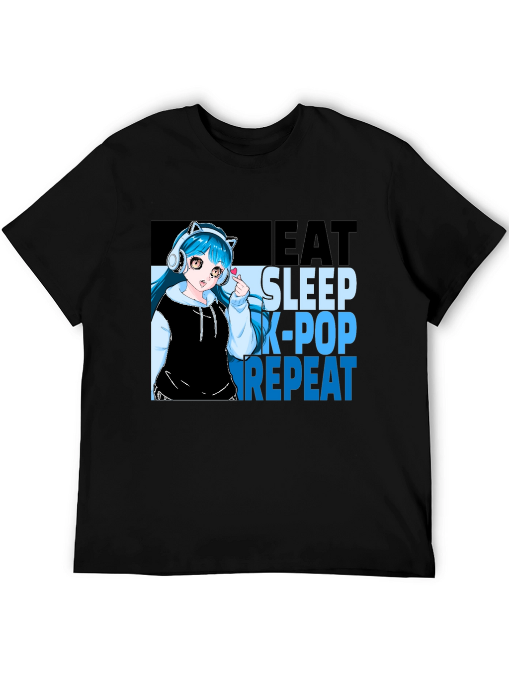 Eat Sleep K-Pop Repeat Anime Graphic Tee