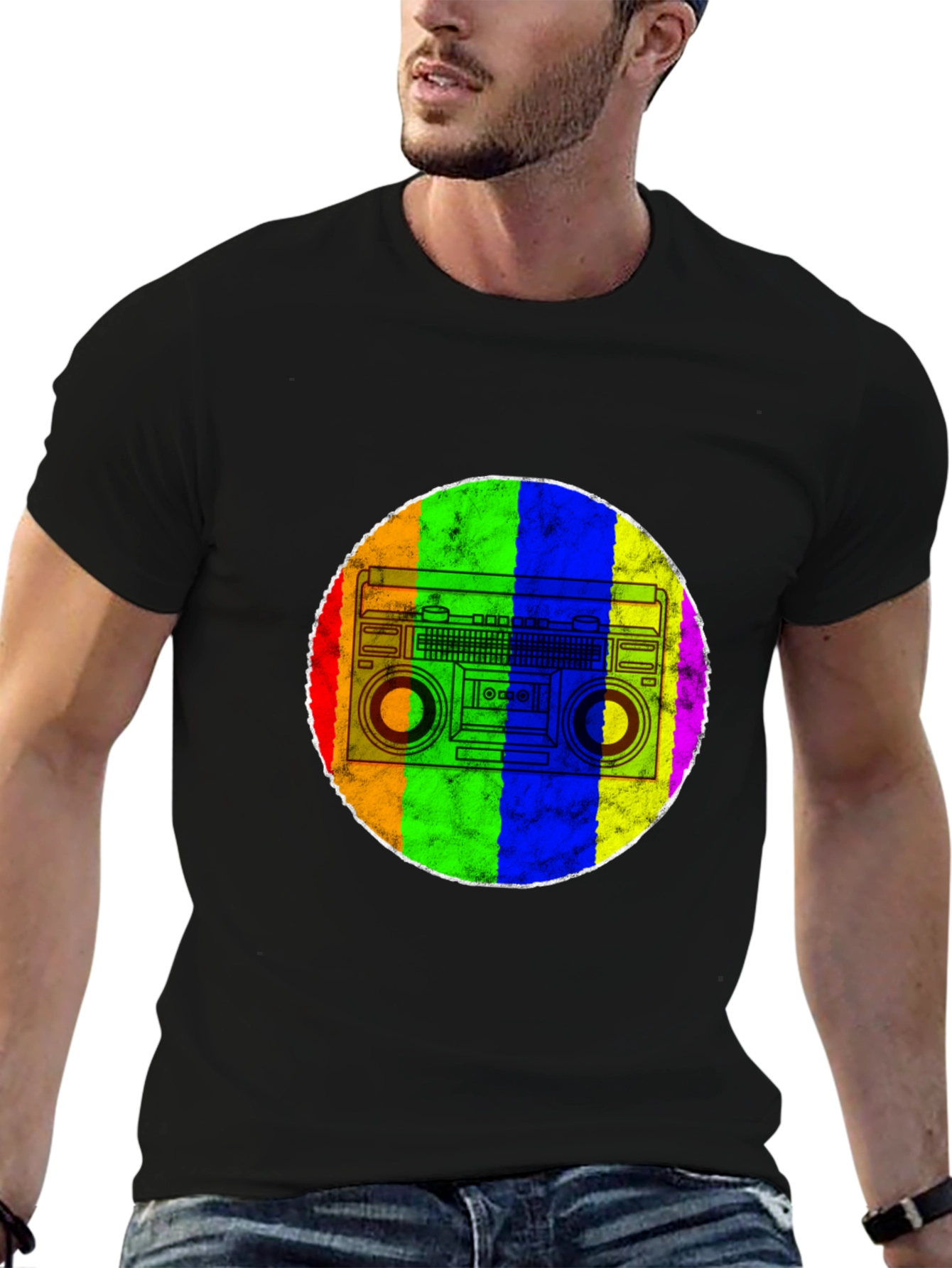 Retro Rainbow Boombox T-Shirt