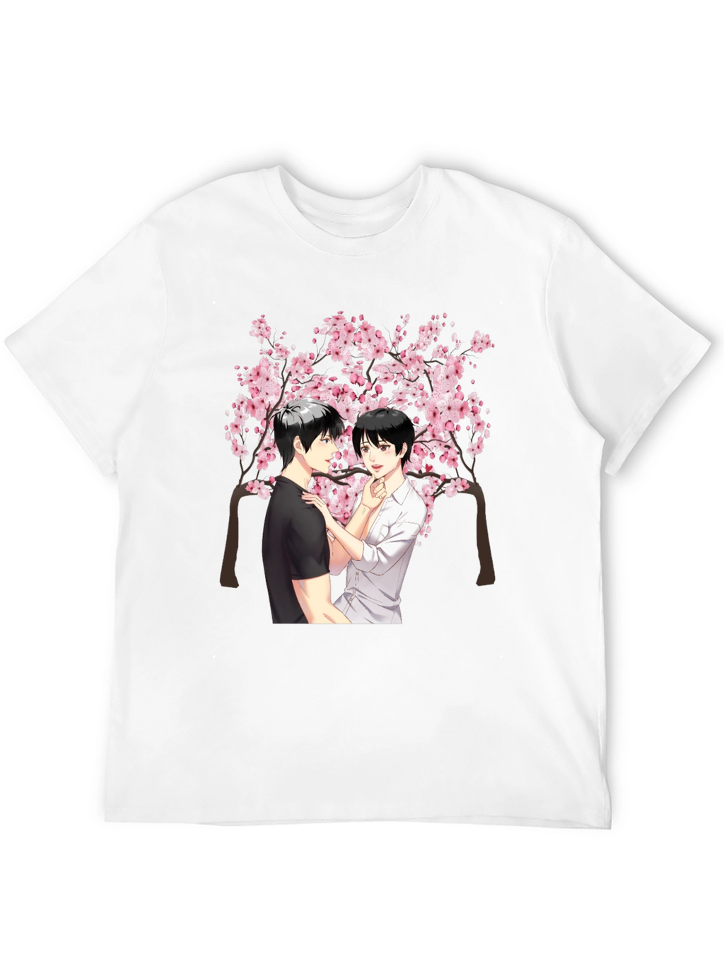 Anime Cherry Blossom Graphic Black T-Shirt