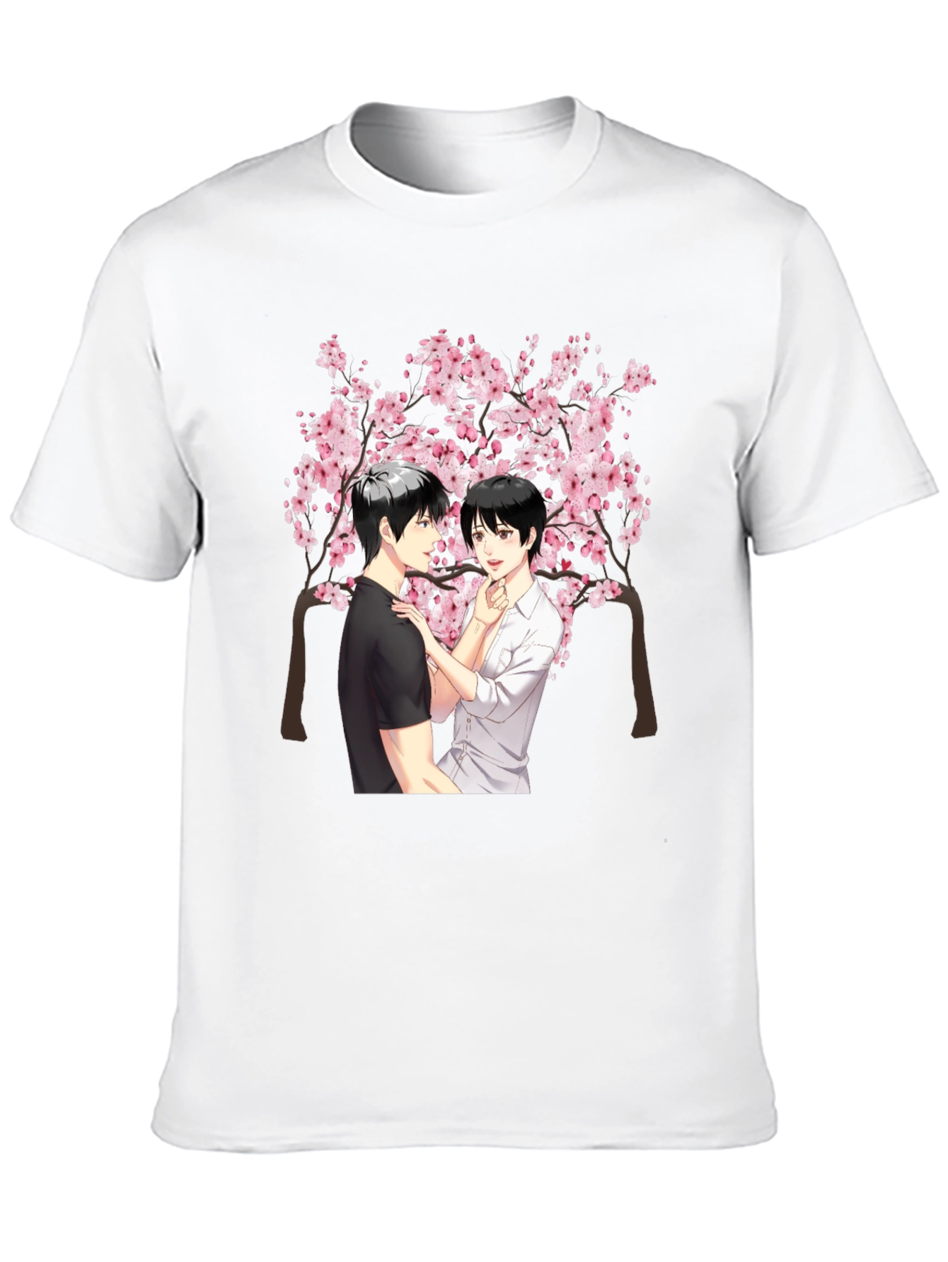 Anime Cherry Blossom Graphic Black T-Shirt