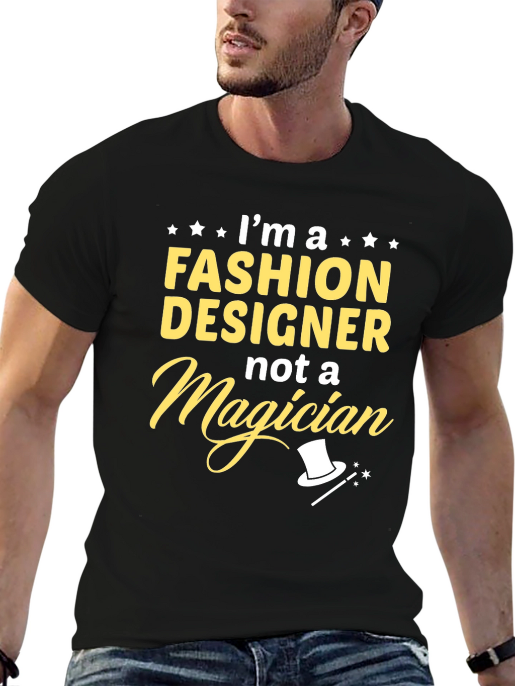 Fashion Designer Tee - Not a Magician Black T-Shirt