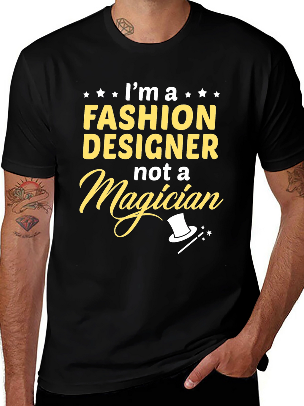 Fashion Designer Tee - Not a Magician Black T-Shirt