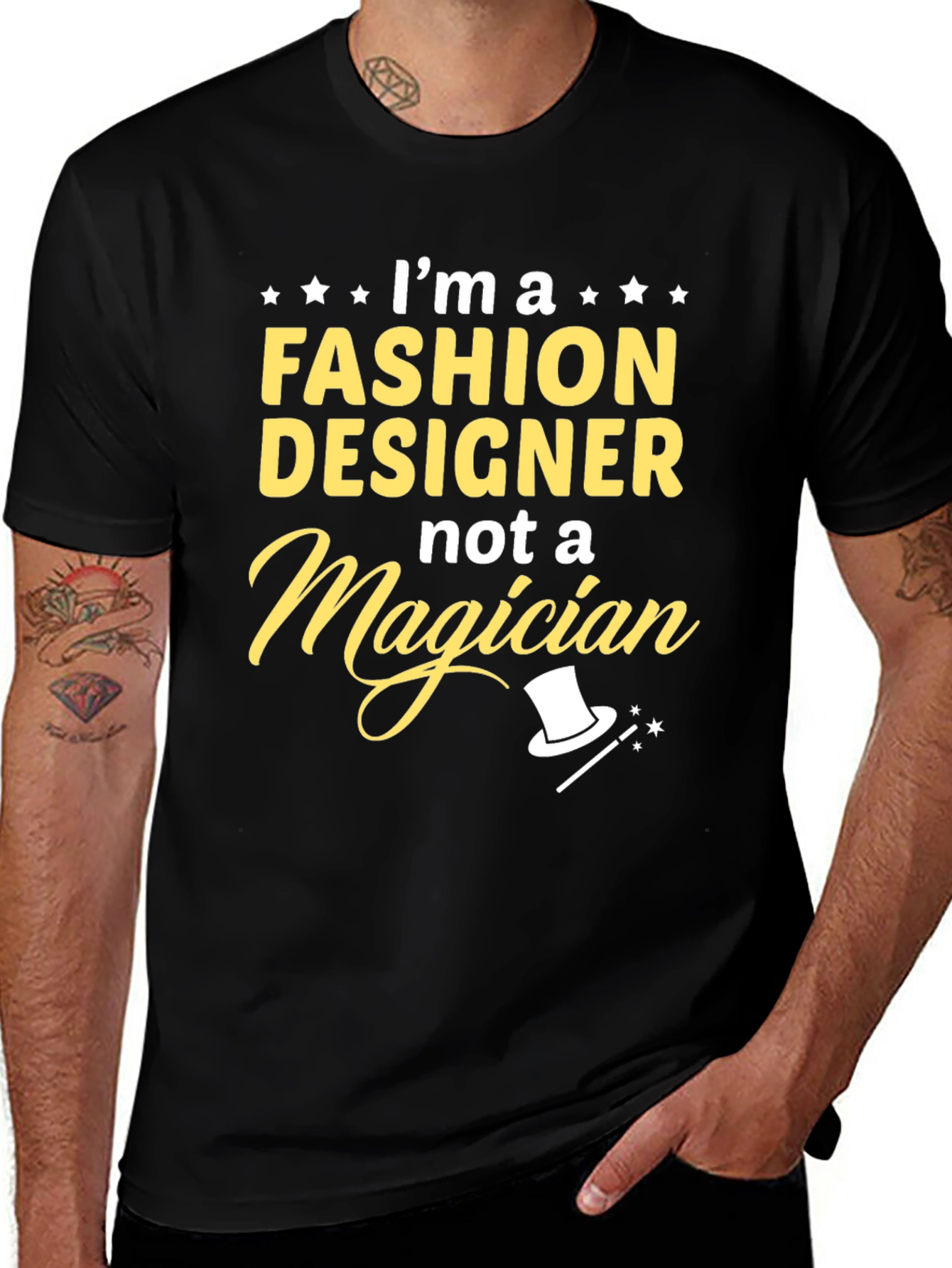 Fashion Designer Tee - Not a Magician Black T-Shirt