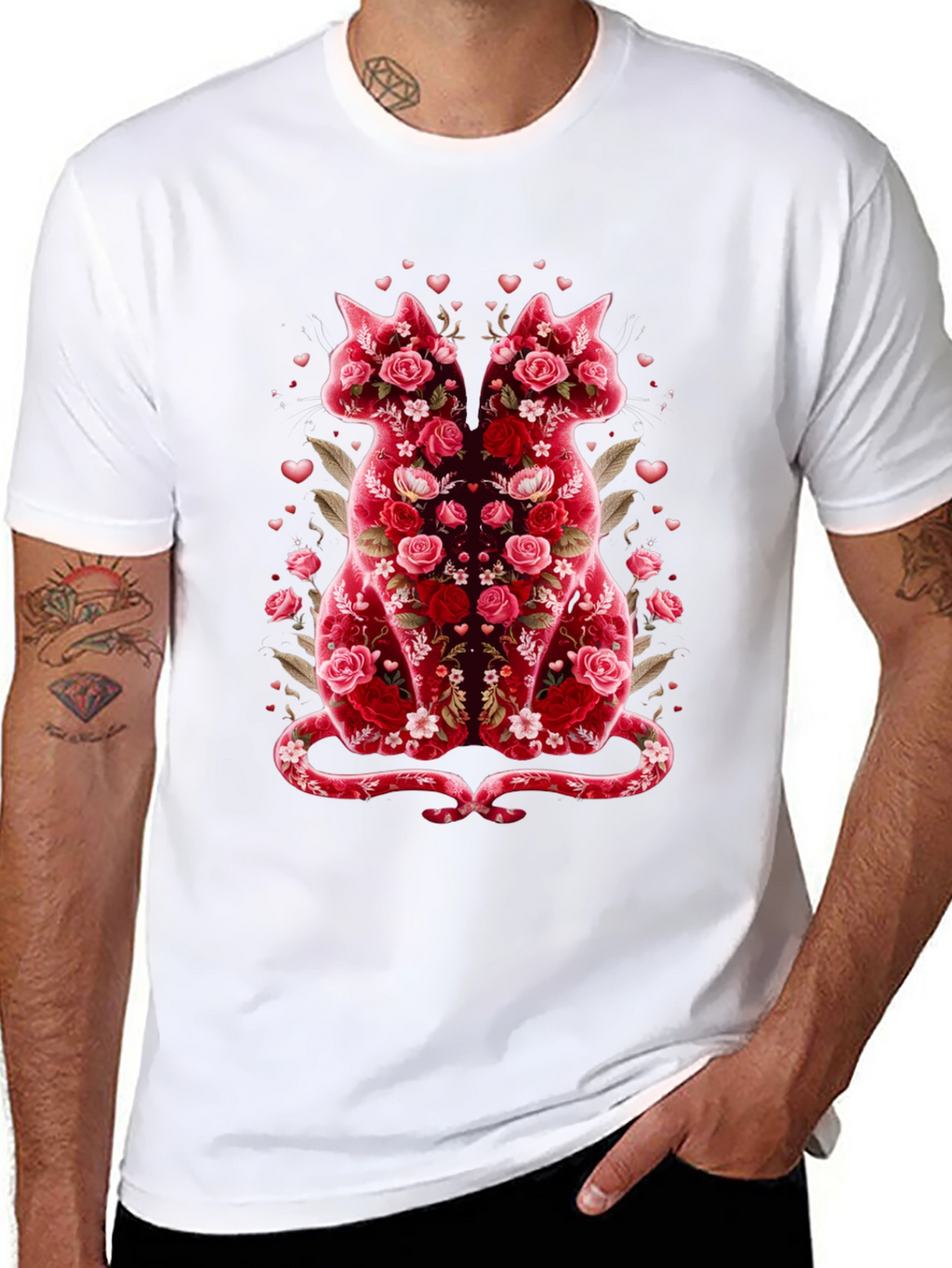 Floral Cat Lover T-Shirt - Valentines Day Edition
