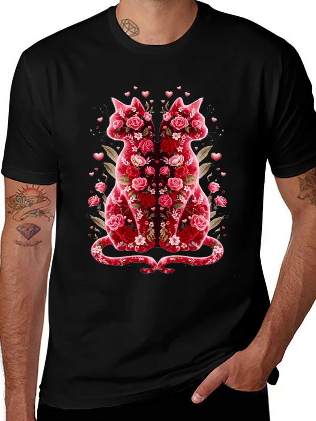 Floral Cat Lover T-Shirt - Valentines Day Edition