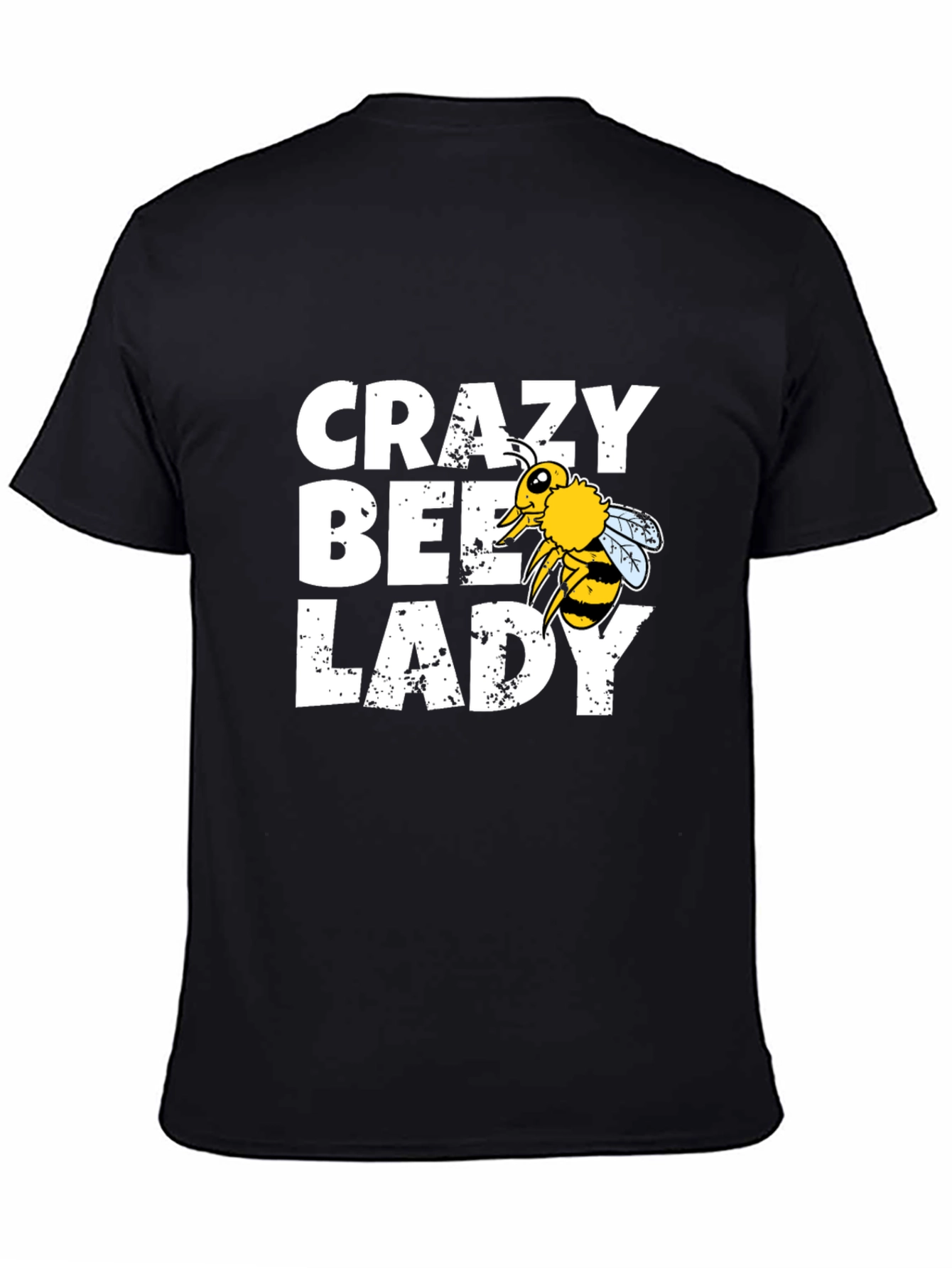 Crazy Bee Lady Graphic Tee - Black Cotton Blend