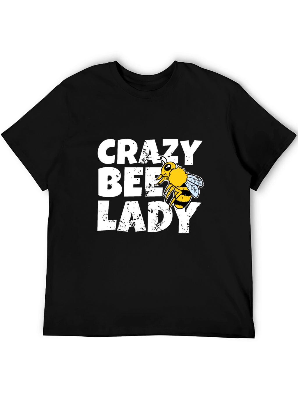 Crazy Bee Lady Graphic Tee - Black Cotton Blend