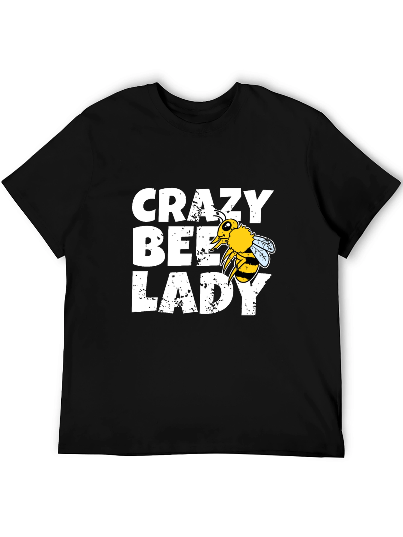 Crazy Bee Lady Graphic Tee - Black Cotton Blend